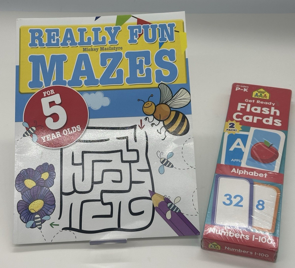 School Zone Get Ready Flash Cards Alphabet&Numbers P-K Really Fun Mazes 5yr olds