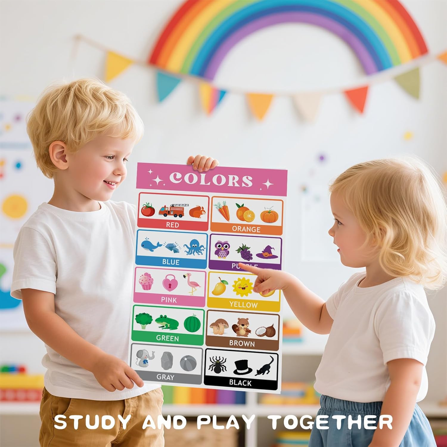 20 Laminated Educational Posters for Toddlers 1-3, Preschool Classroom Posters,