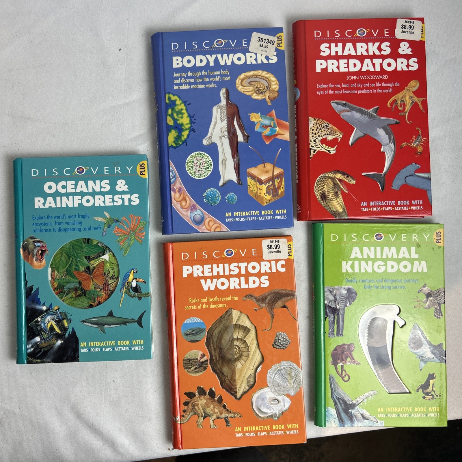 Lot Of (5) Discovery Plus Books INTERACTIVE/Fold Outs / Tabs/ Wheels / Acetate
