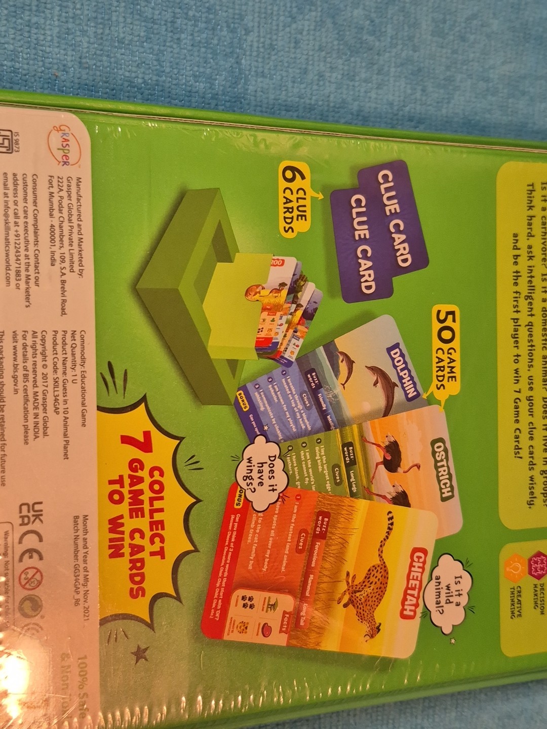 Skillmatics Guess in 10 Animal Planet Card Game New