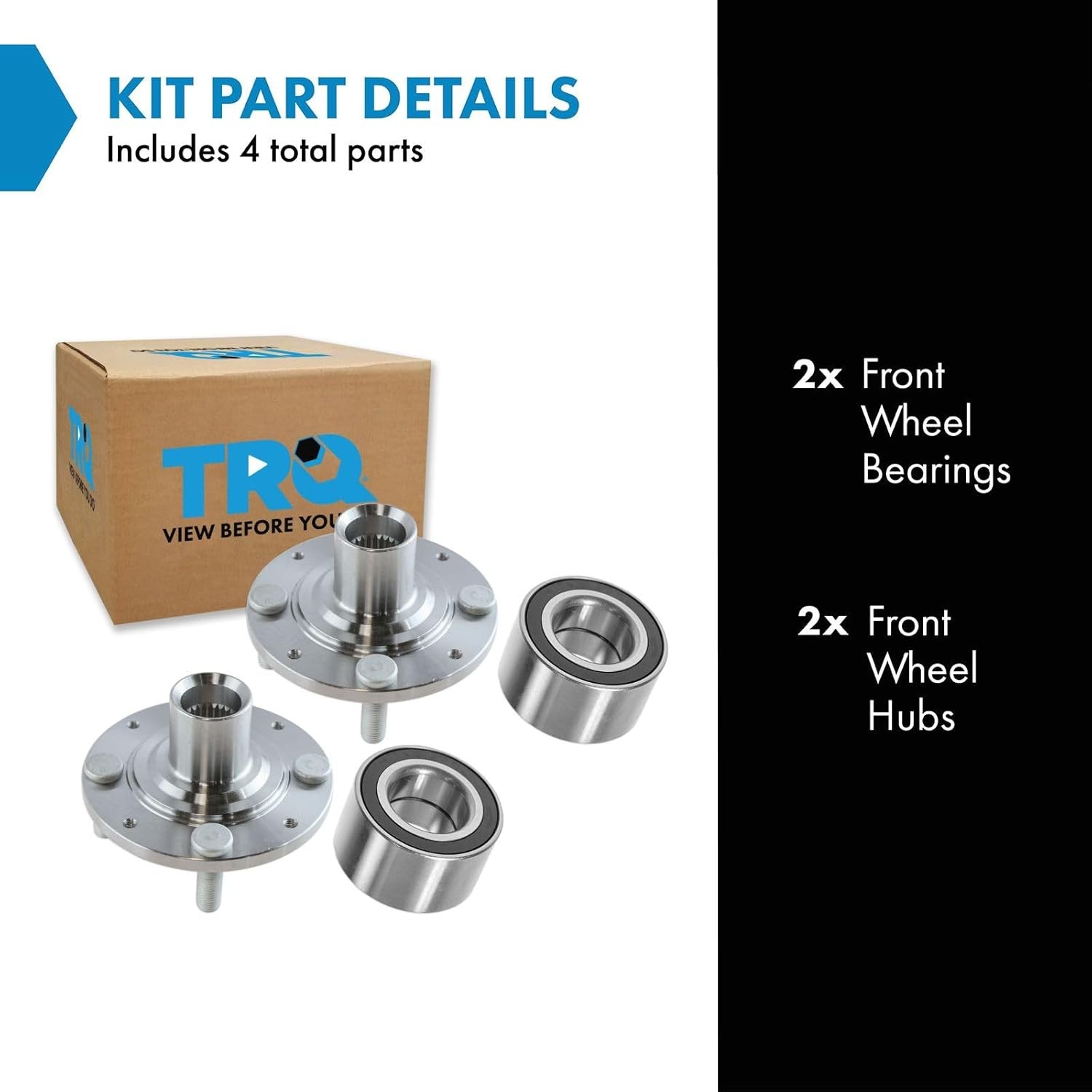 TRQ 2 Piece Front Wheel Bearing & Hub Kit Set Compatible with 1992-2000 Honda