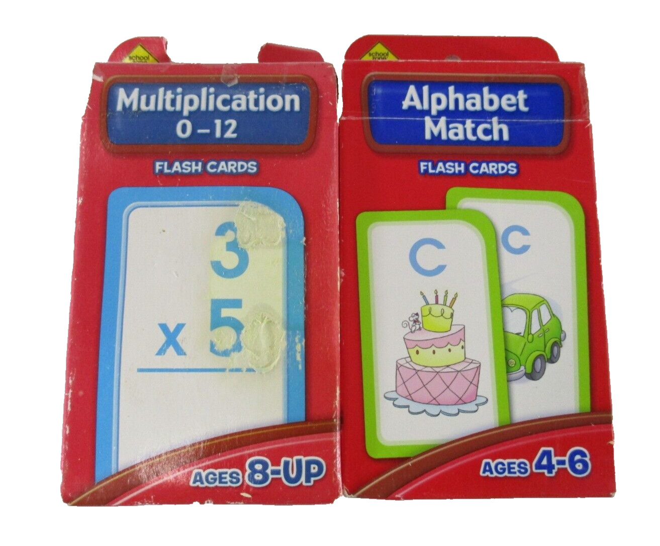 School Zone Multiplication 0-12 Complete and Alphabet Match Flash Cards Ages 4-8