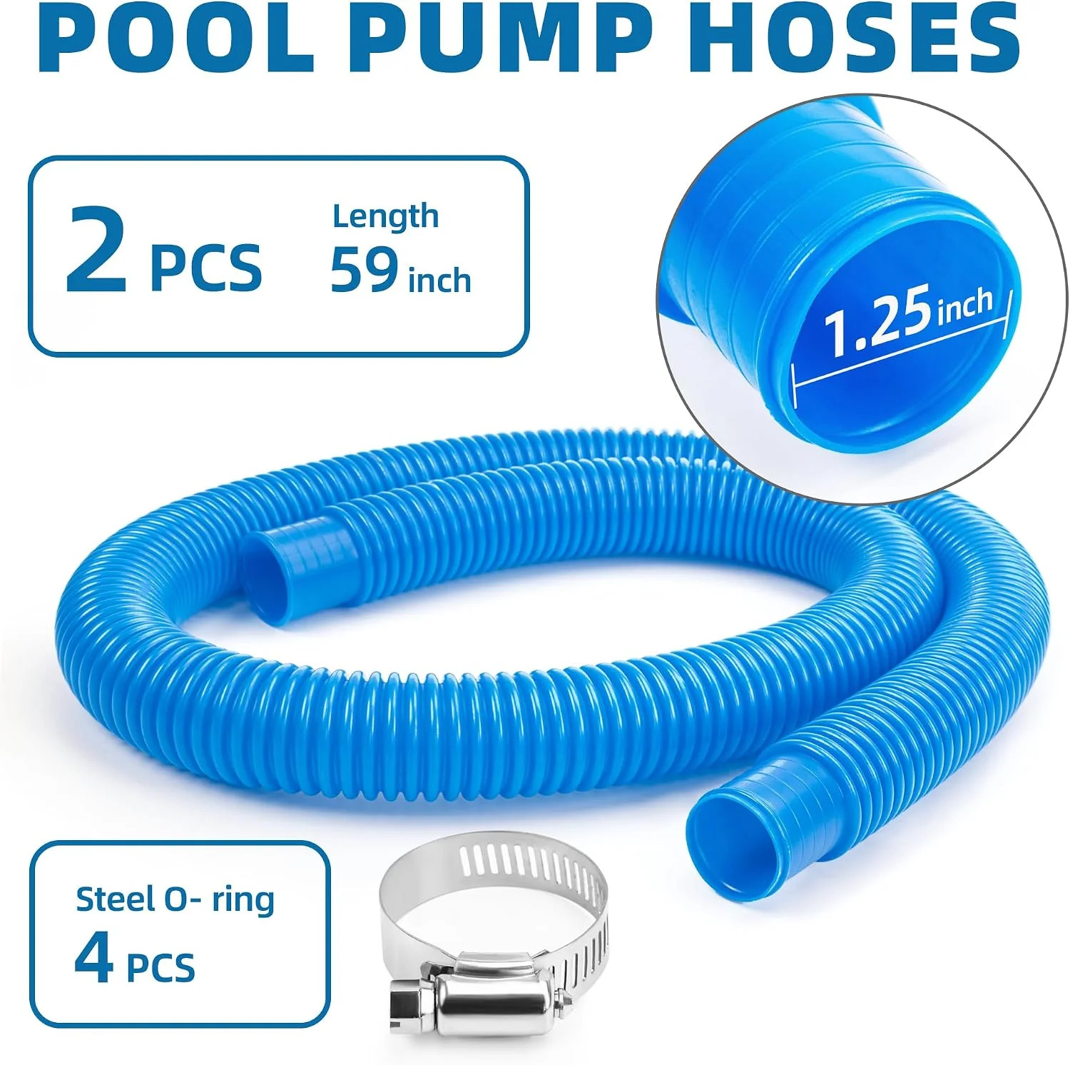 2 pack Pool Pump Replacement Hose, 1.25 x 59 Inch for compatible with Filter Pum