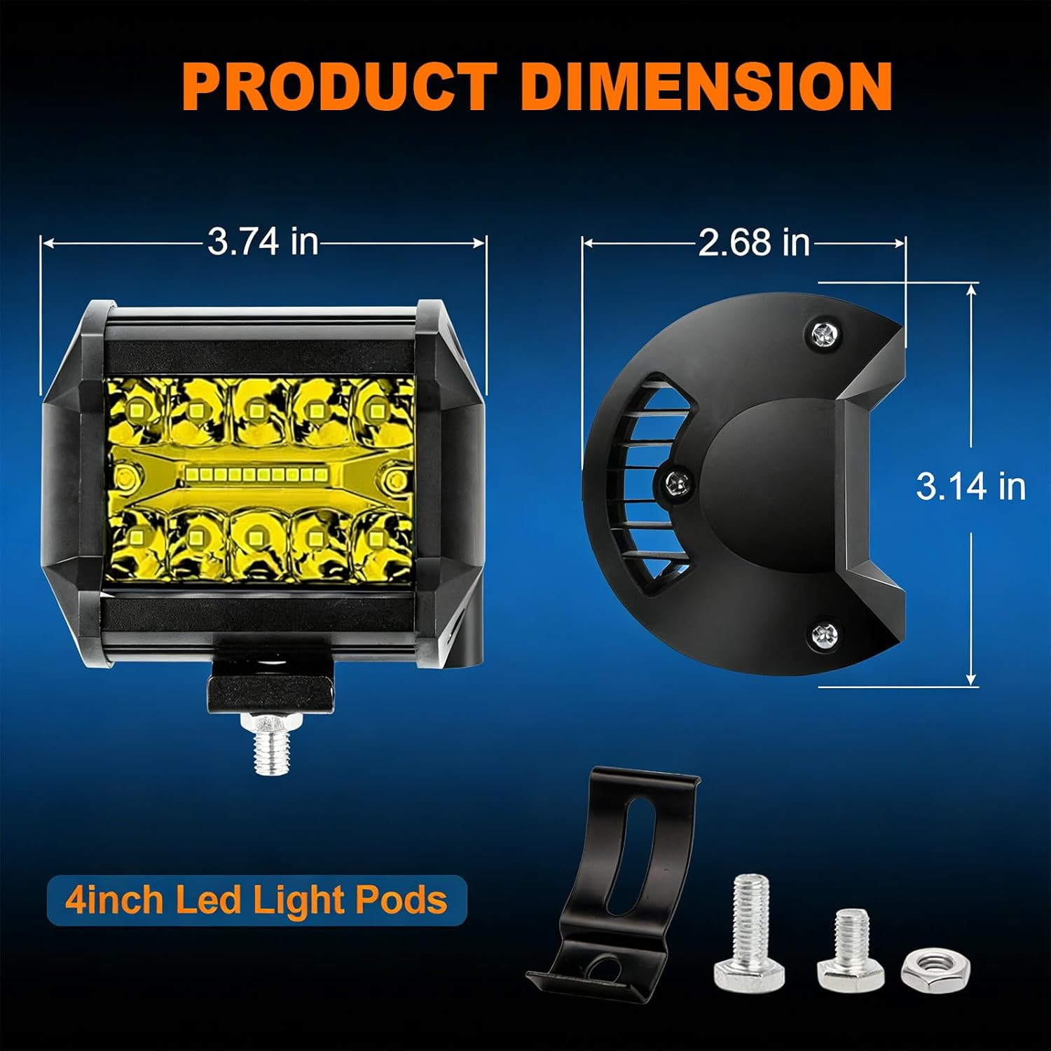 LED Light Bar Kits 21 Inch 204W Slim Light Bars 2PCS LED Pods 4Inch 60W (Amber 2