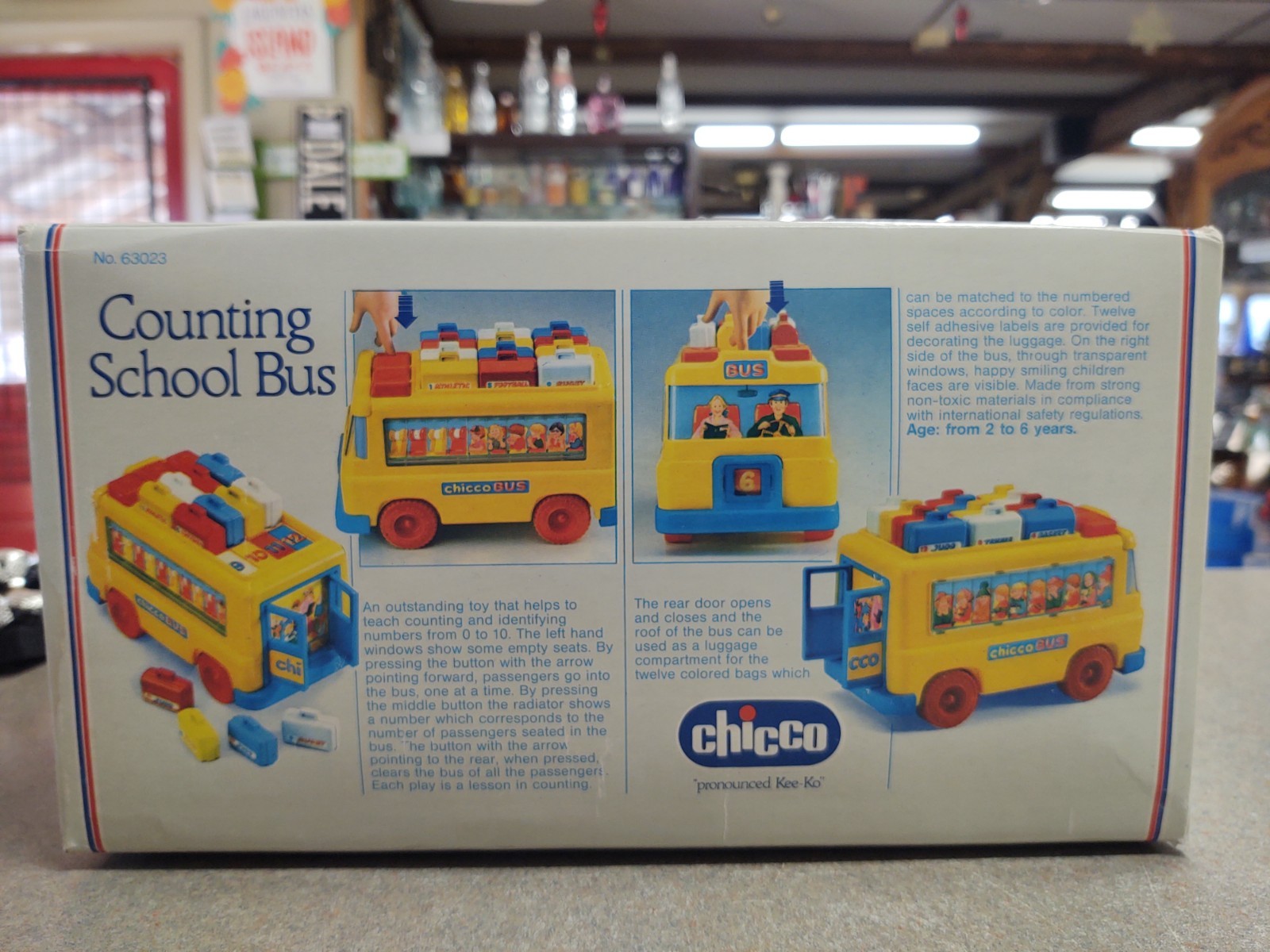Vintage CHICCO Italy 63023 COUNTING Numbers SCHOOL BUS Complete – Original Box