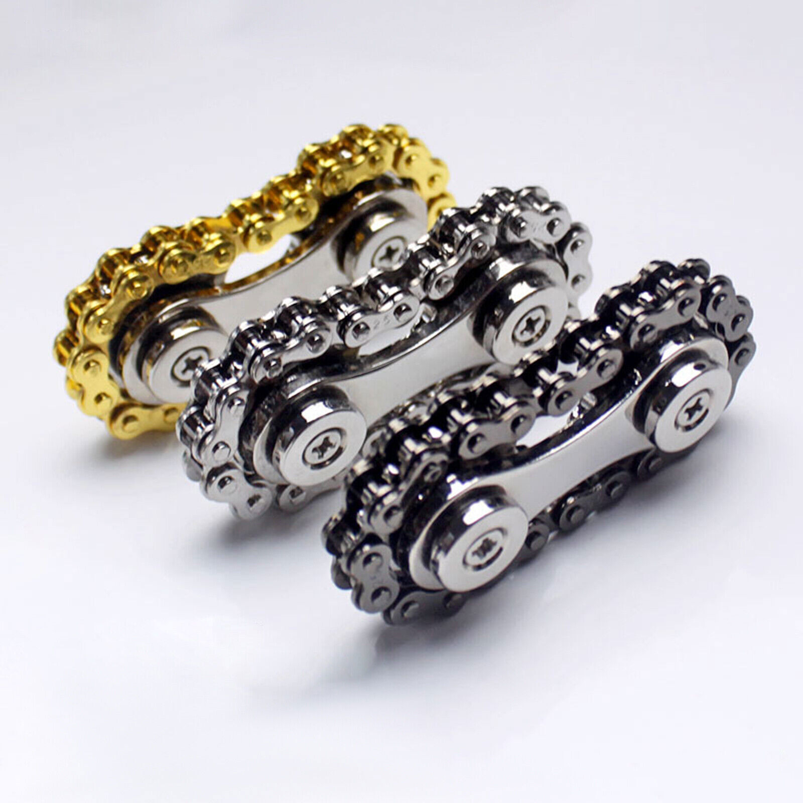 Bike Chain Gear Fidget Spinner Gyro Stainless Steel Metal Sprocket