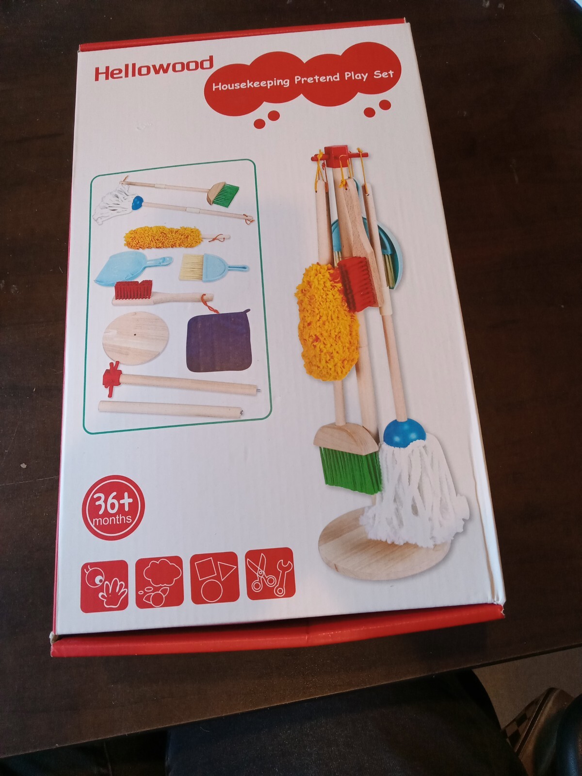 HELLOWOOD wooden pretend housekeeping play set NEW open box
