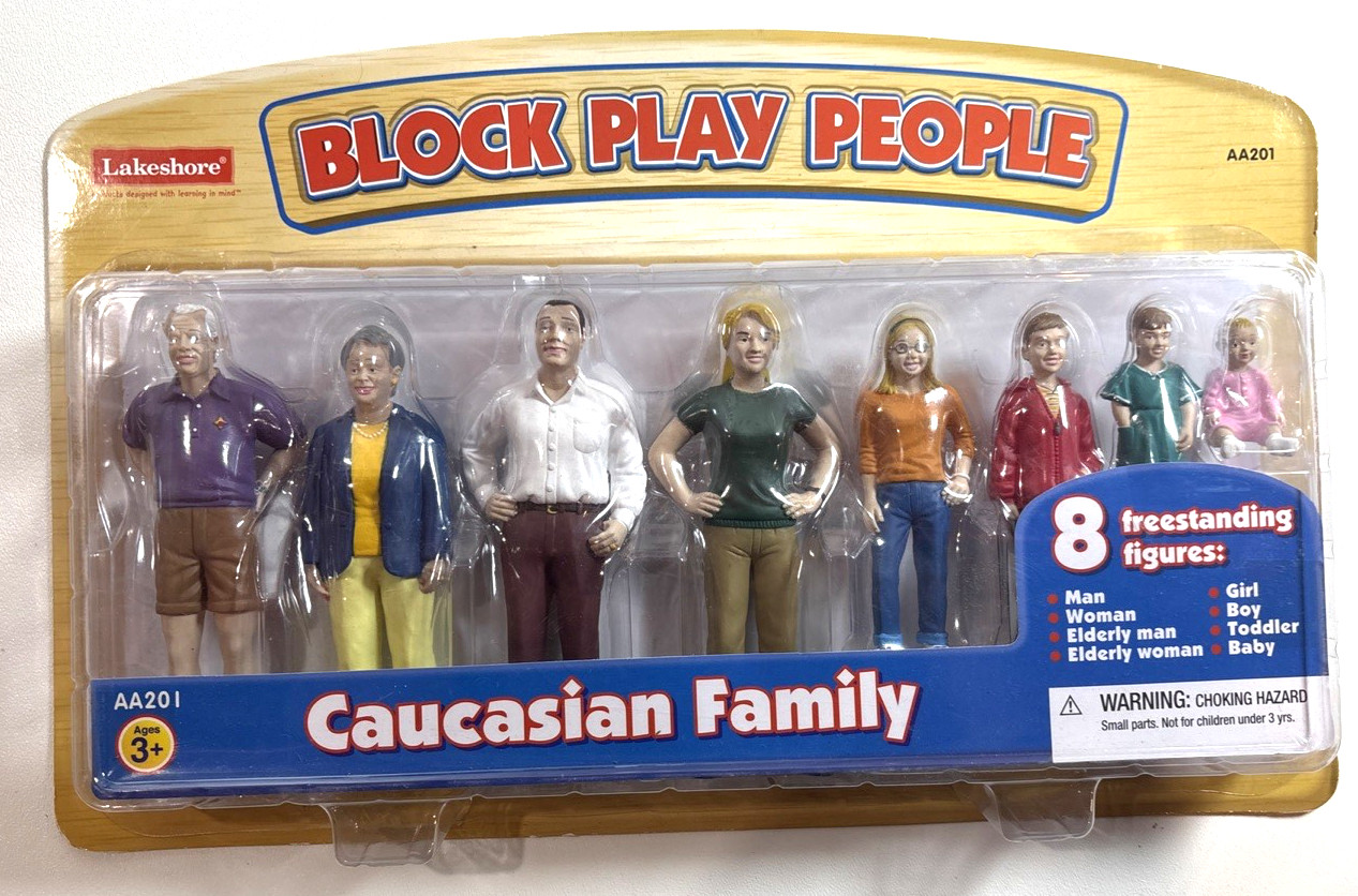 RARE Lakeshore Block Play People The Caucasian Family 8 Freestanding Figures NEW