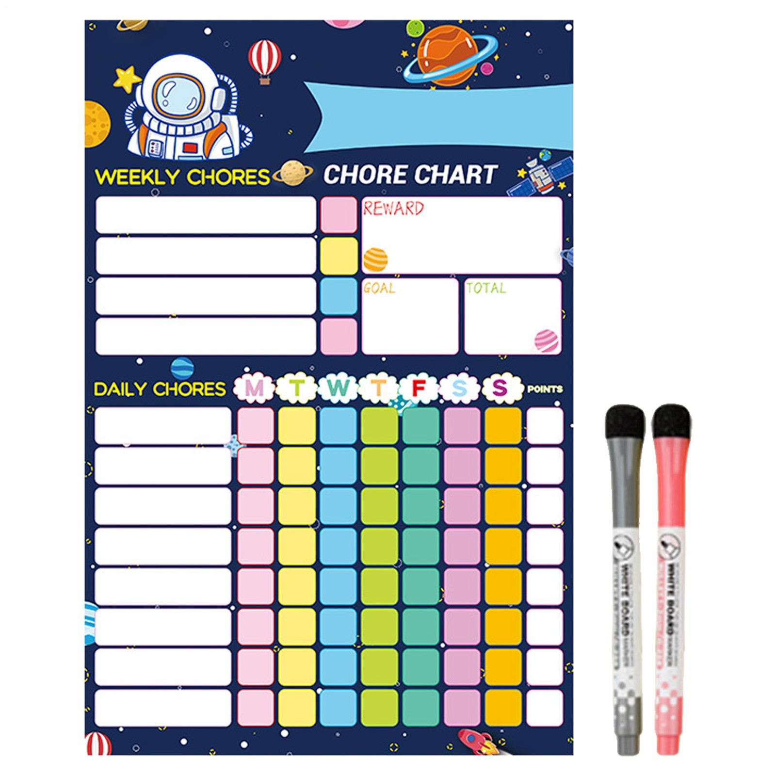 Magnetic Chore Chart Weekly Visual Schedule for Kids Dry Erase Behavior Charts