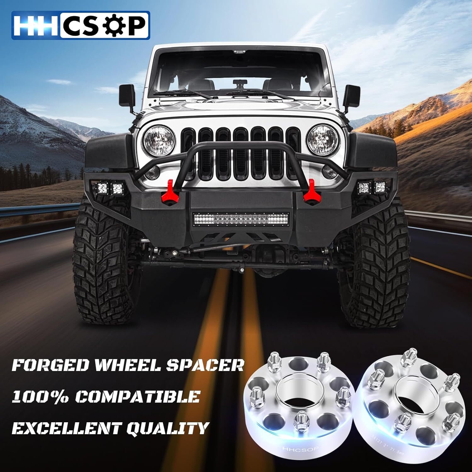 HHCSOP 5×5 Wheel Spacers 2 inch for Jeep Wrangler JK JKU 2007-2018, 4PCS 5x127mm