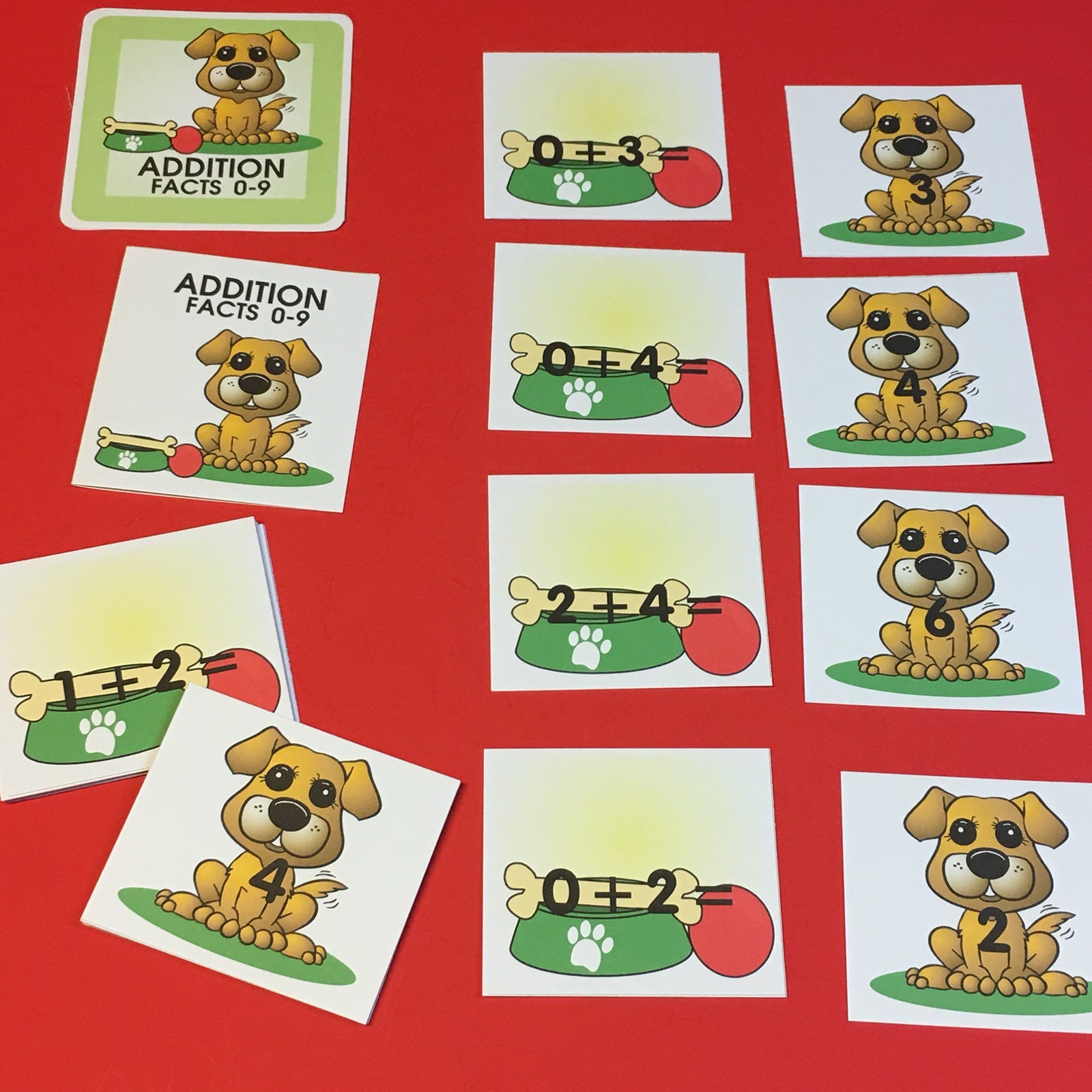 PUPPY – Addition Facts 0-9 Matching Game 48 Cards