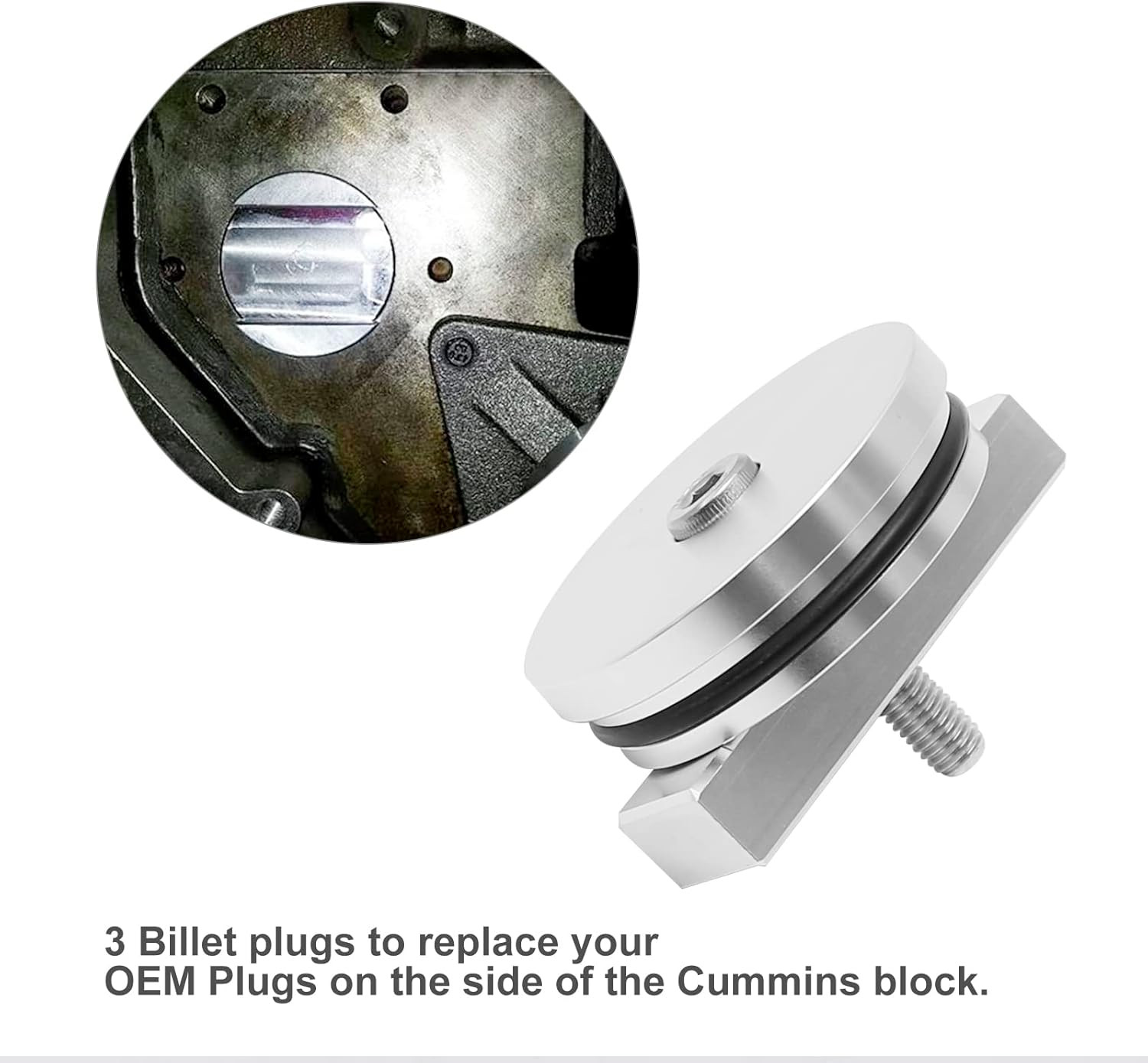 3PCS Billet Aluminum Freeze Plug Kit Replacement for Cummins Dodge Turbo Diesel