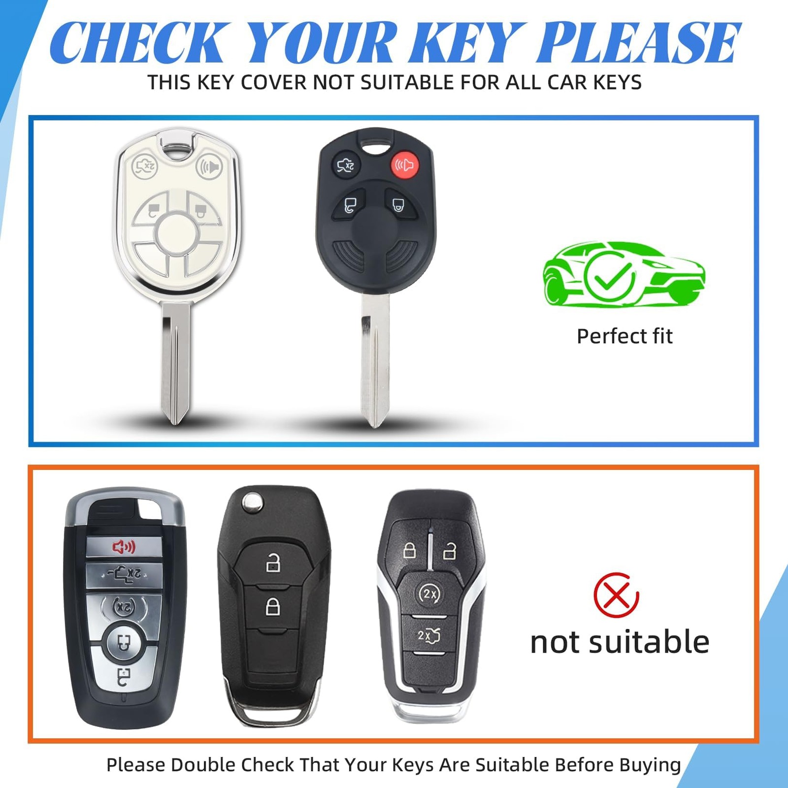 MILD EAST for Ford Key Fob Cover with Key Chain, Soft TPU Car Key Protector C…