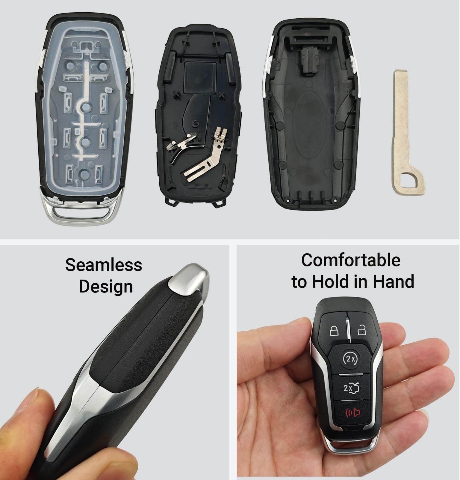 2pcs Remote Key Fob Case Shell Cover Fit for Ford Explorer Edge Mustange Fusi…