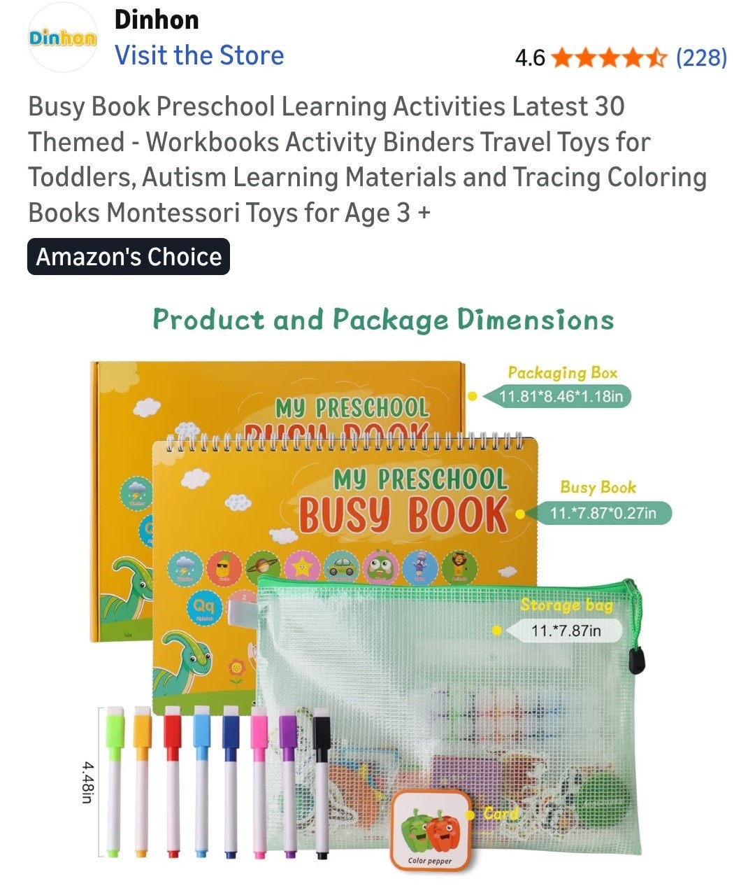 My Preschool Busy Book Learning Activities for 3+ Age Children-NEW IN ORIG PKG