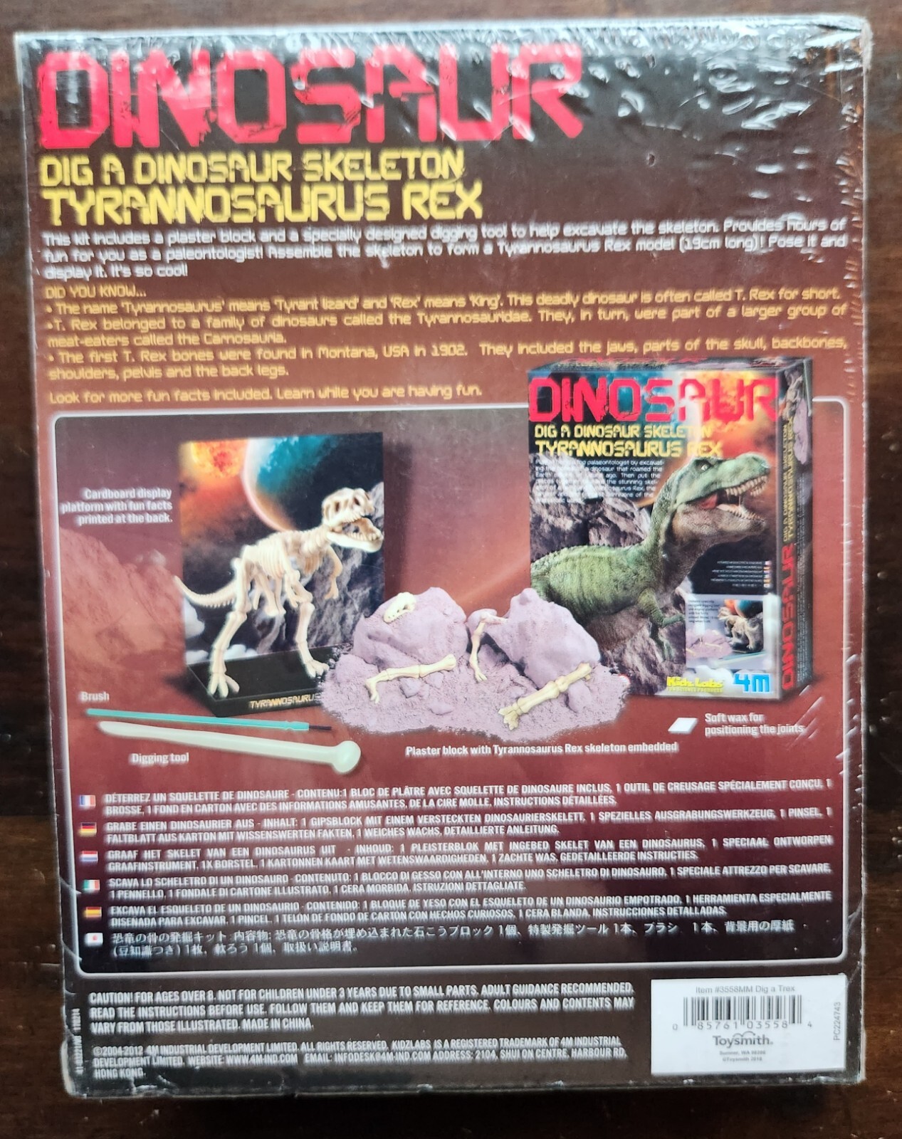 Kidz Labs 4M Dig A Dinosaur Skeleton TYURANNOSAURUS REX T-REX 00-03221 Toysmith