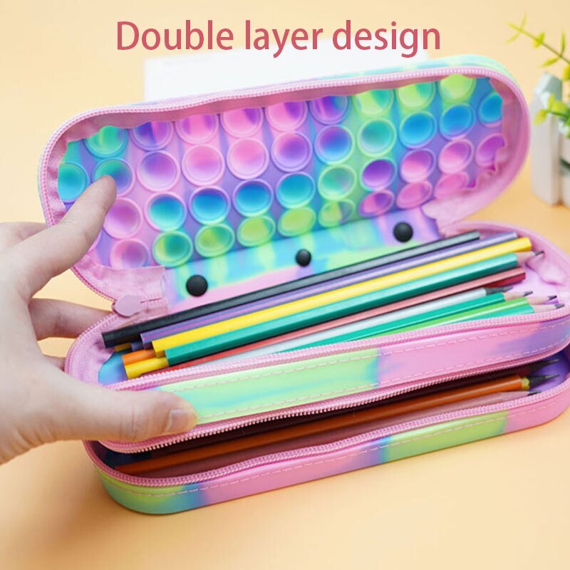 Layers Large Pencil Bag Fidget Toys Pop New Two Push Bubble Stress Antistress So
