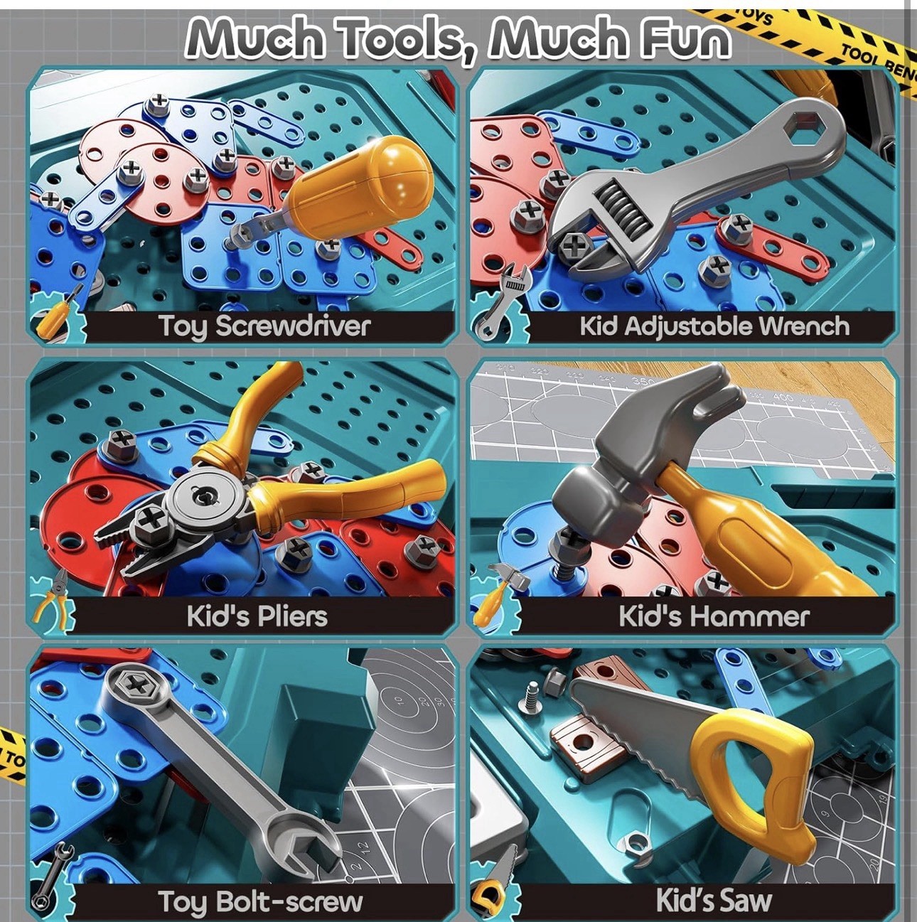 Kids Tool Set Workbench Toy – 2-in-1 Construction Playset for Ages 3-8