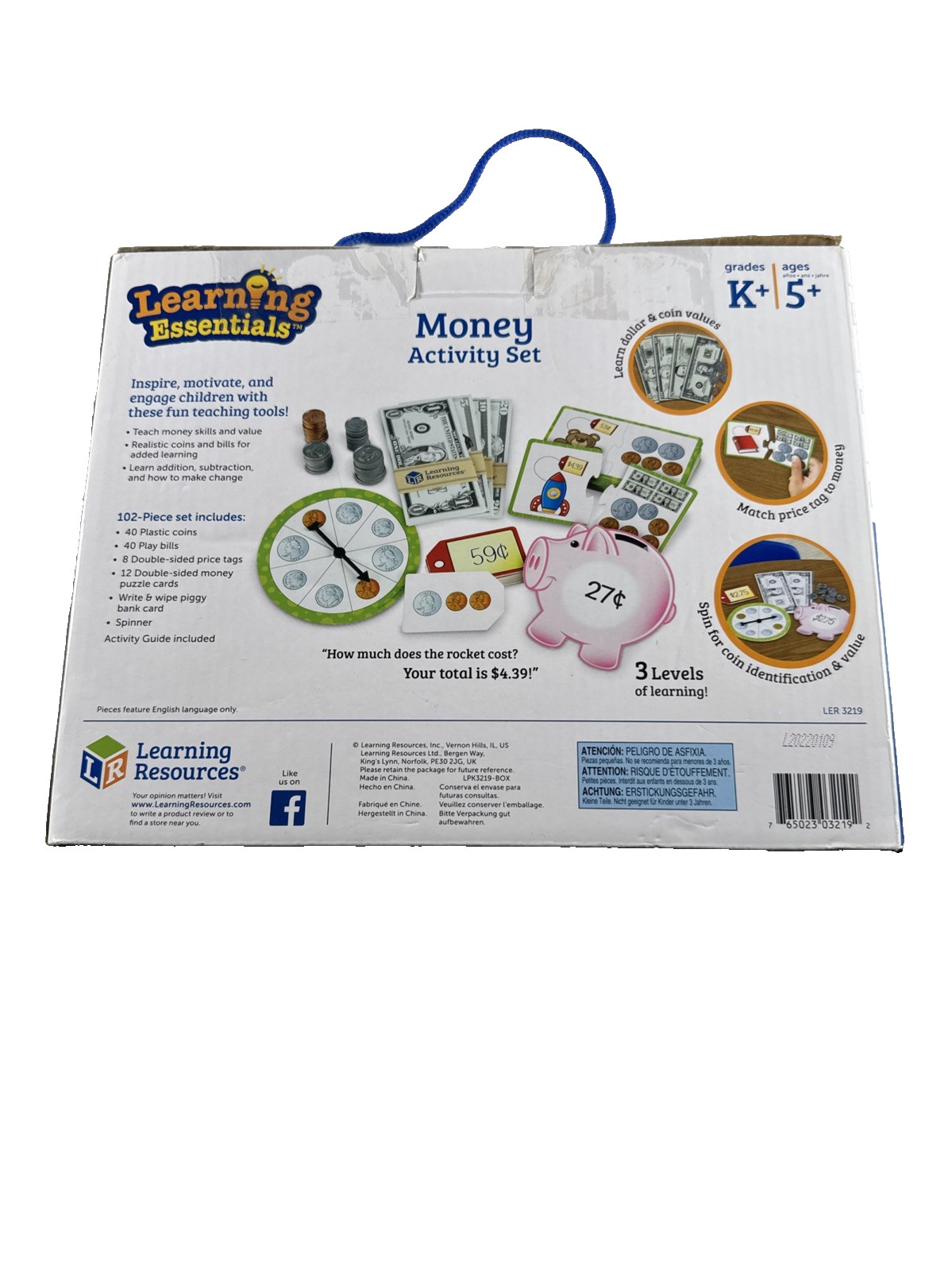 NEW Learning Resources Money Activity Set 102 Pcs Coins Spinner & Money READ!