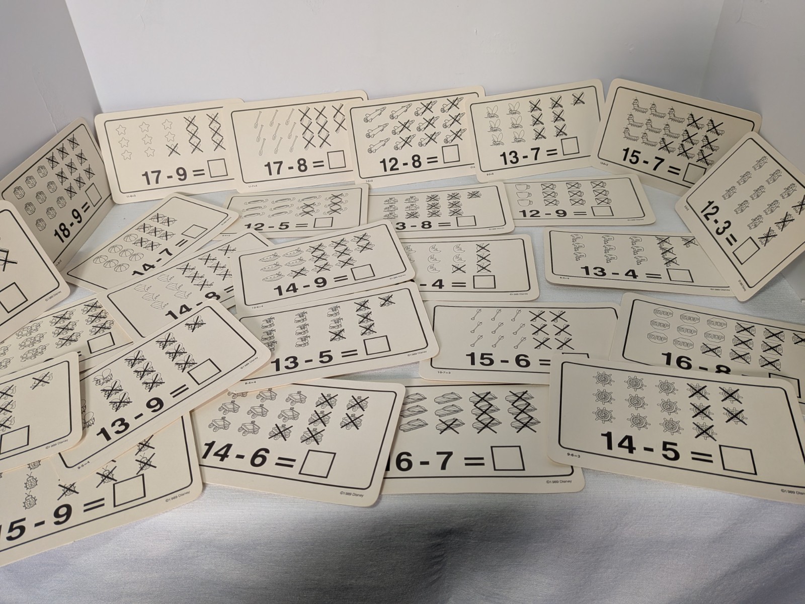 Vintage Disney-Themed Educational Addition and Subtraction Flash Cards by Golden