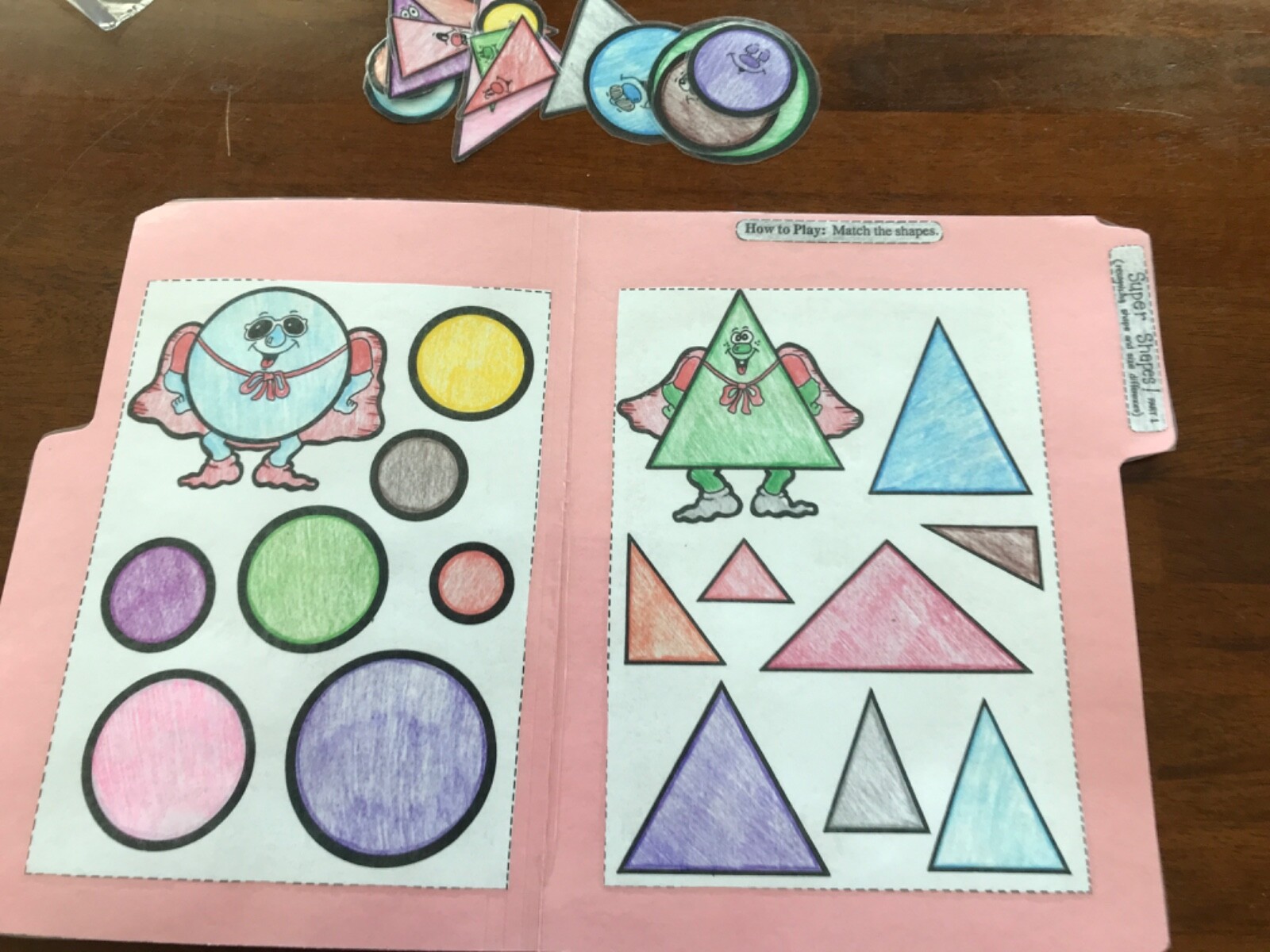 super Shapes lot 3 shapes order K grade math file folder game teacher resource