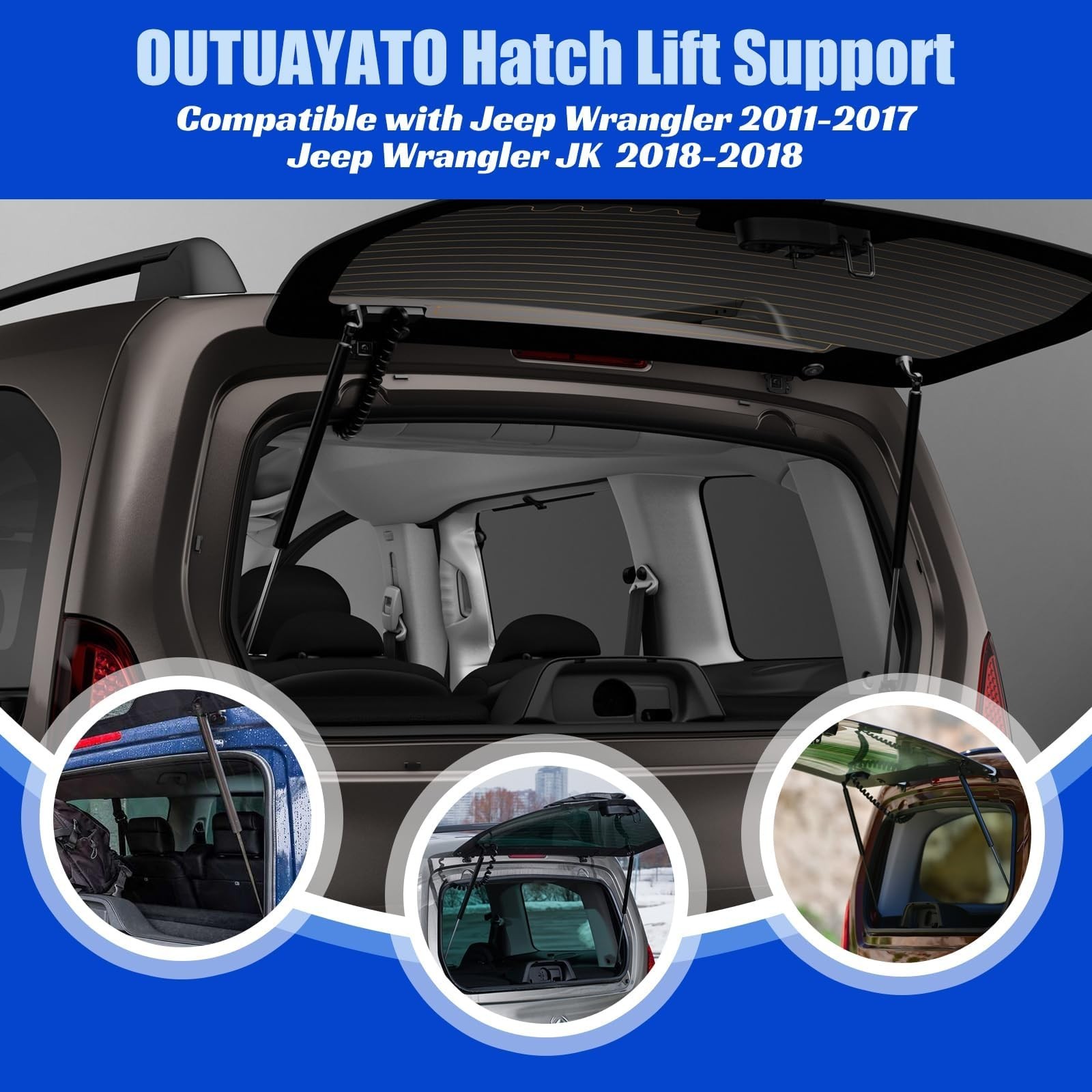 OTUAYAUTO Premium Rear Window Shocks Struts Replacement for 2011-2017 Jeep Wr…