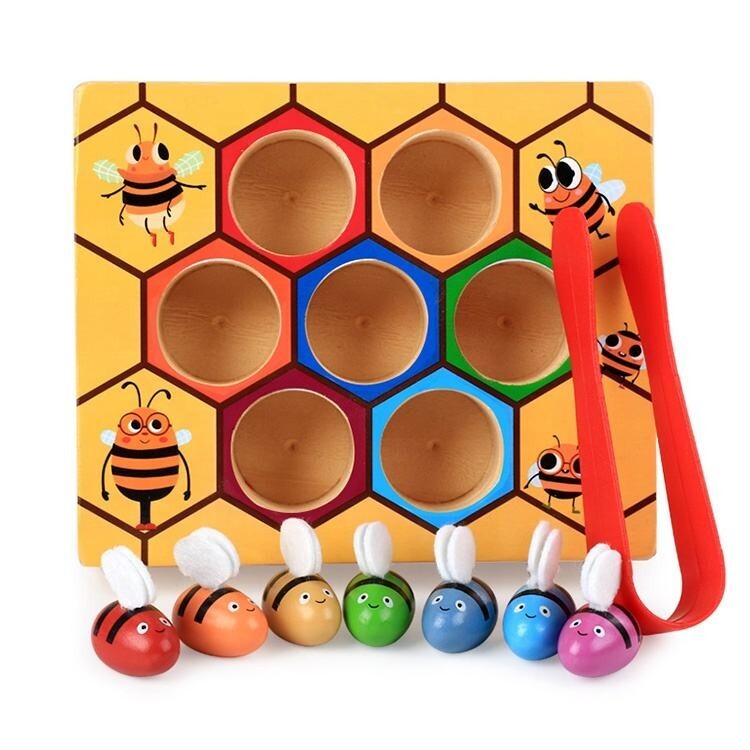 Clamp Fun Picking Catching Toy Hive Board Games Montessori Board Game WoodBeeToy