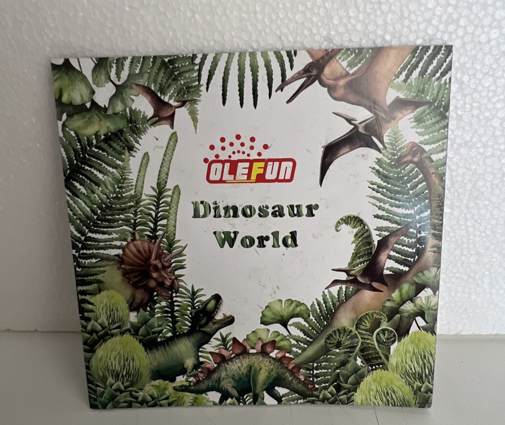 Dinosaur World Toy Set OleFun 10 Medium Dinosaurs In Storage Case Ages 3+