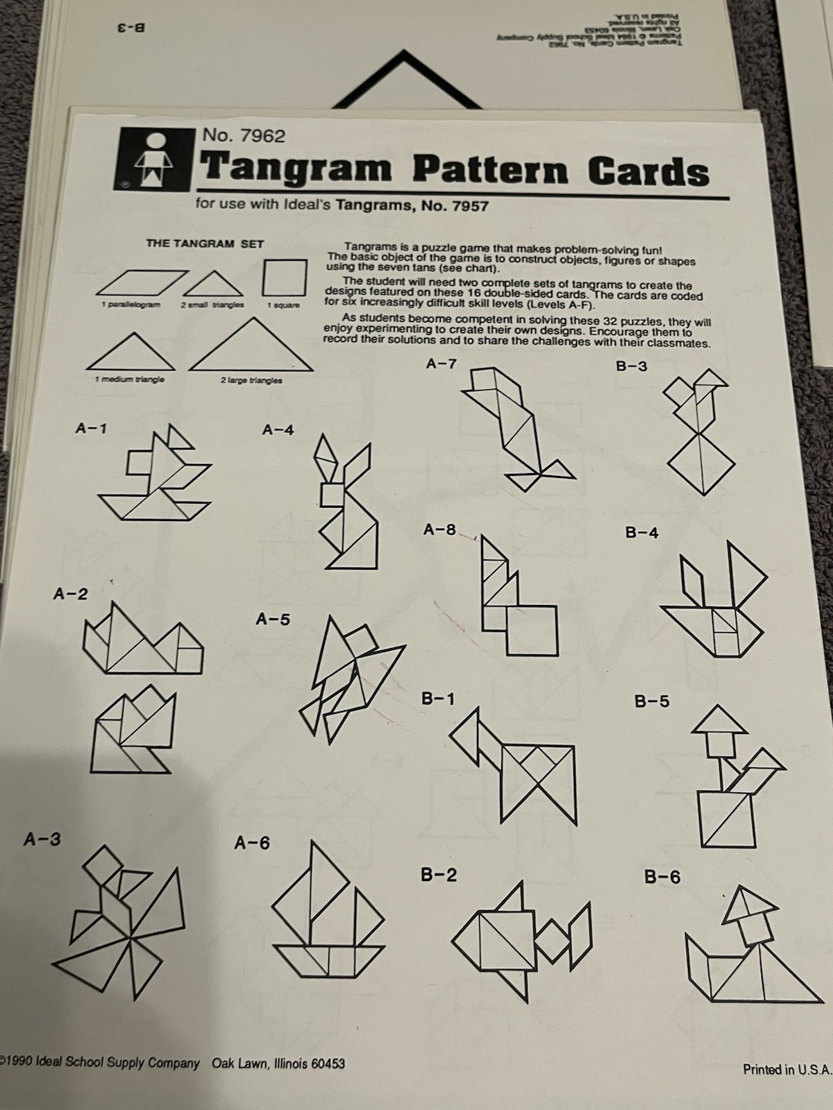 Lot Of 1980s And 1990s Tangram Pattern Cards 31 Total Some Double Sided