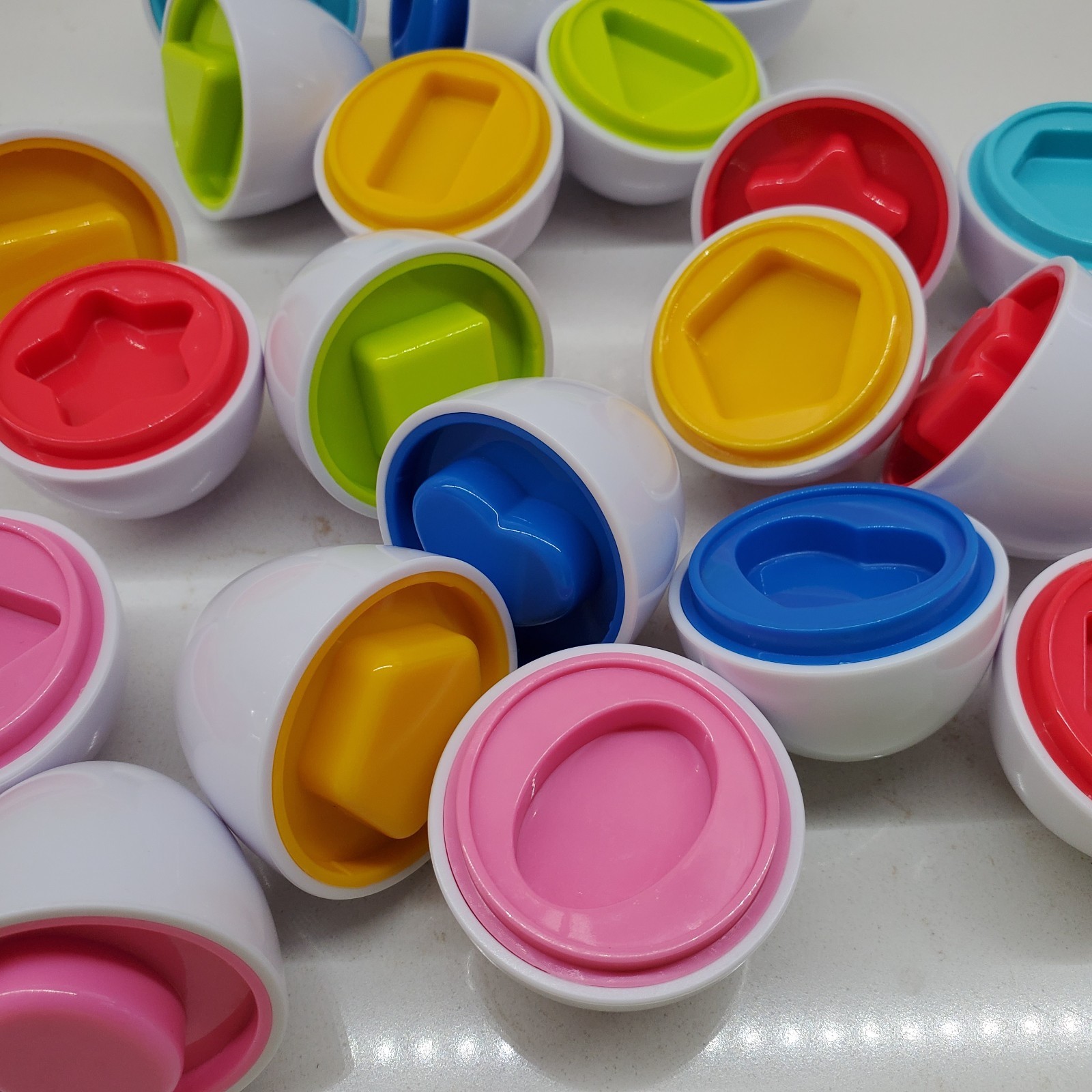 Matching Shapes Game 12 Plastic Eggs – Shapes & Color Sorter Educational Play