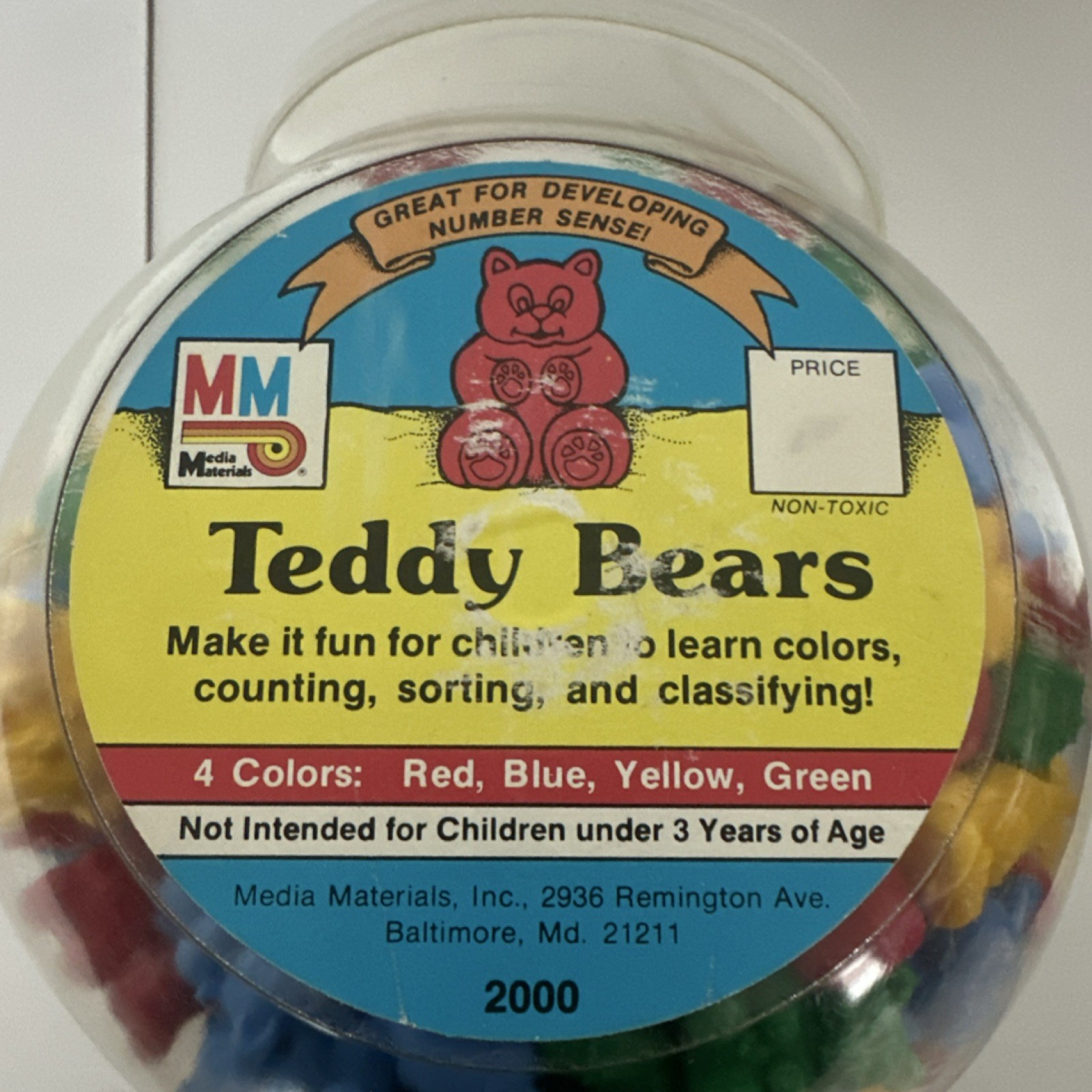 Media Materials Teddy Bears Counters 2000pcs Red Blue Yellow Green