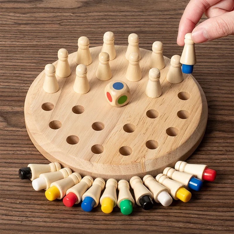 Wooden Memory Match Stick Chess Color Game Board Puzzle Kids Educational New Toy
