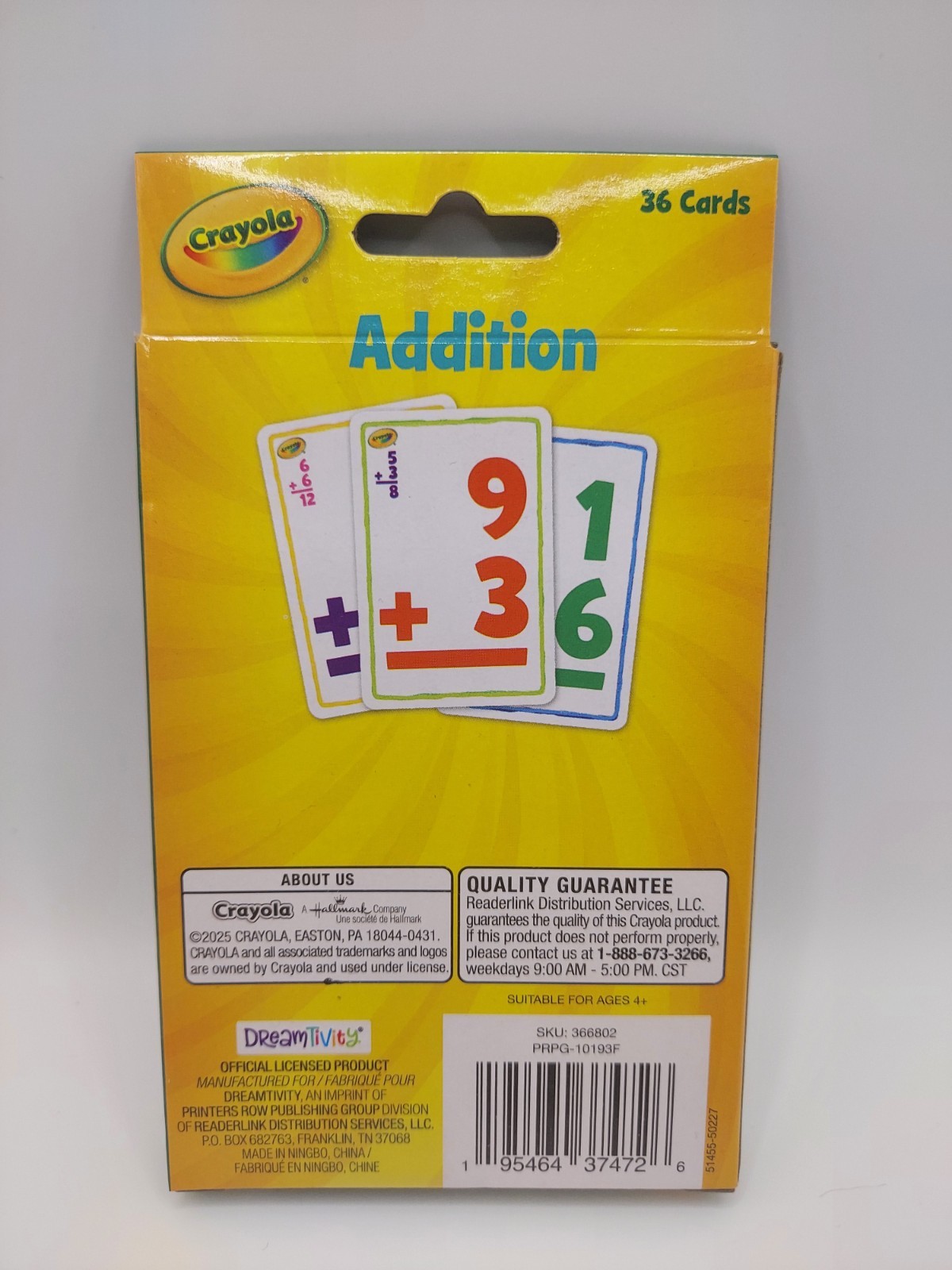 Crayola Flash Cards Addition 36ct Learning Educational Kids Students Ages 3+