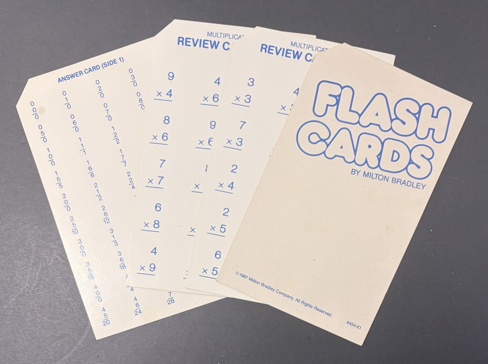 Vintage 1987 Milton Bradley Multiplication Cards Classic Educational Learning