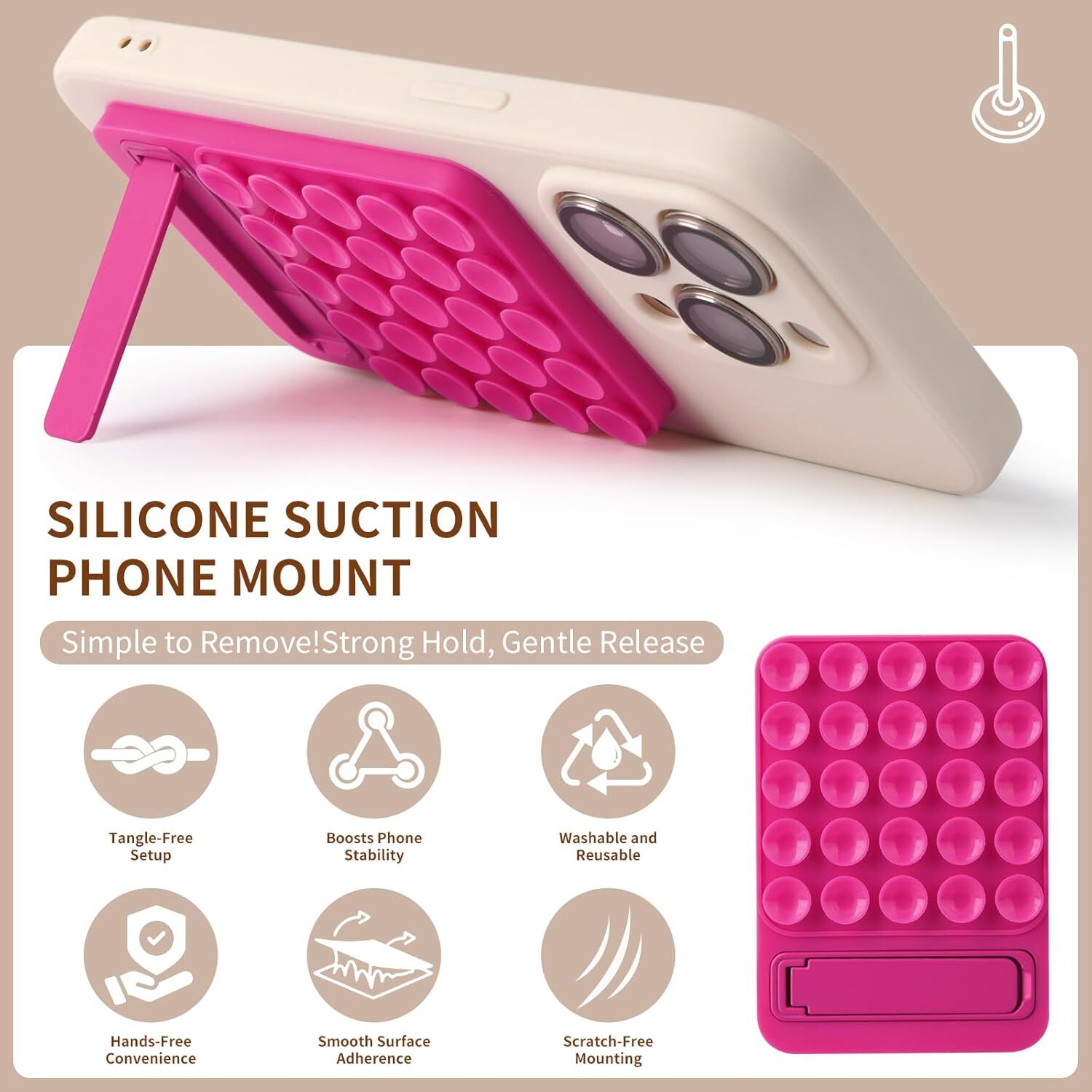 Silicone Suction Phone Case Adhesive Mount – 2 in 1 Silicone Sticky Phone Grip