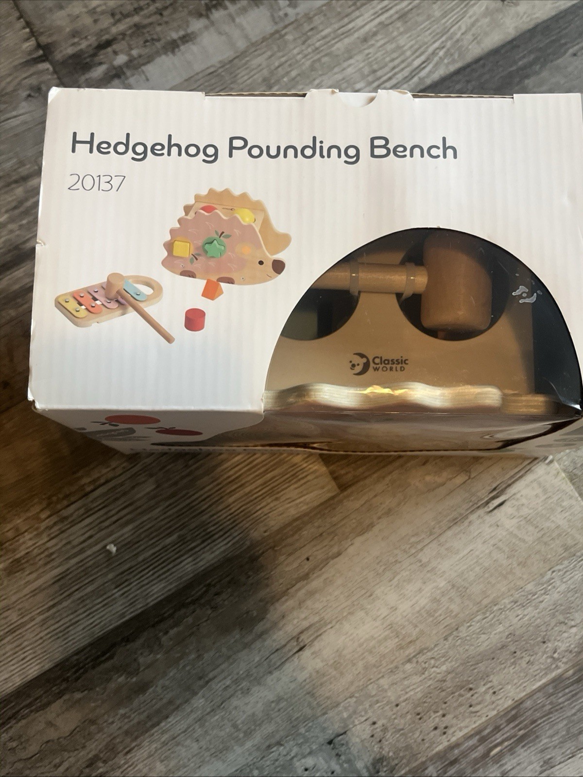 Classic World Hedgehog Wooden Pounding Bench Educational Musical Toy for 10 Mo
