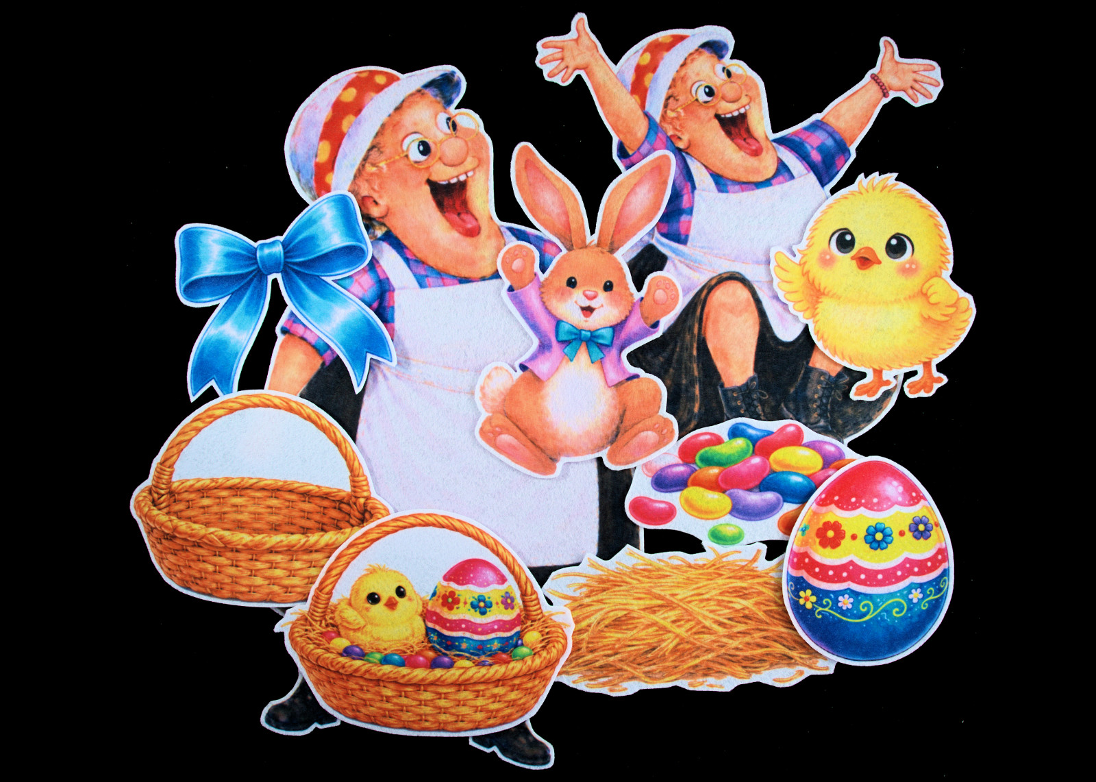 Old Lady who Swallowed A Chick Easter Flannel Felt Board Story 10-pc