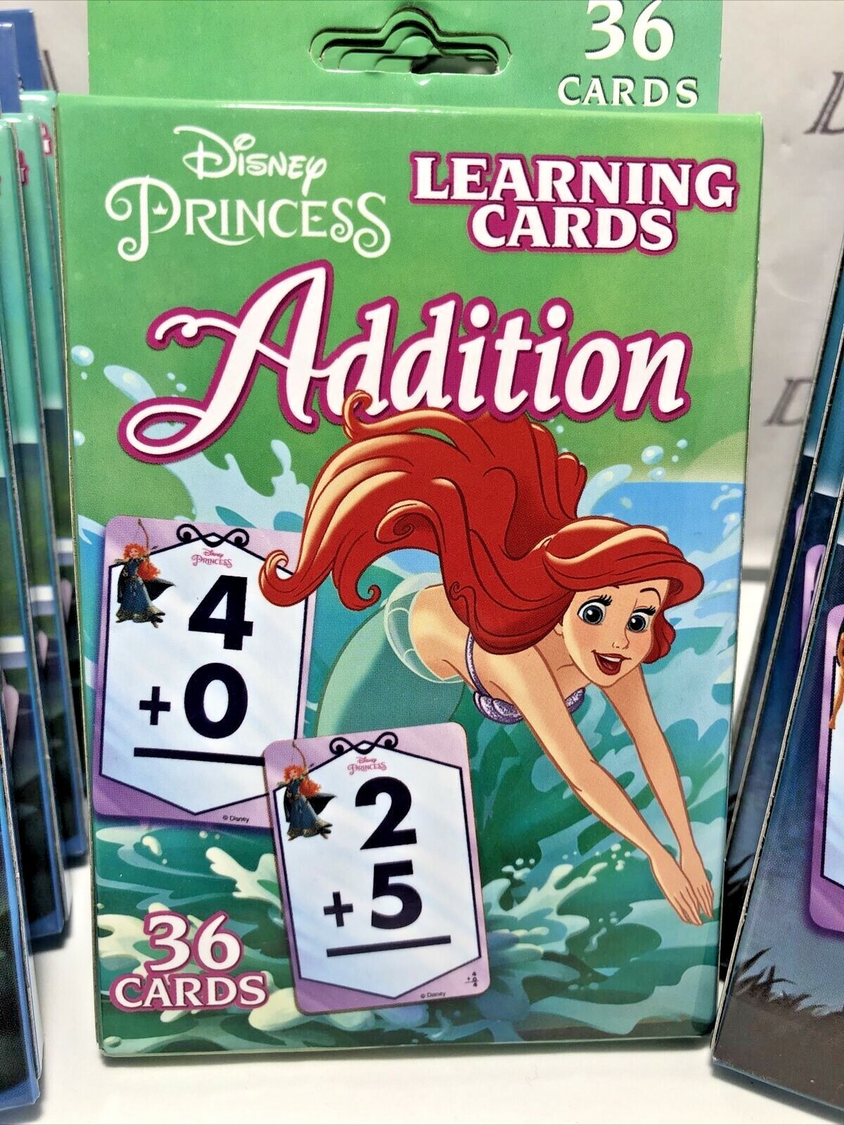 Lot of 3 Disney Princess Learning Flash Cards, Addition, Subtraction, Numbers &