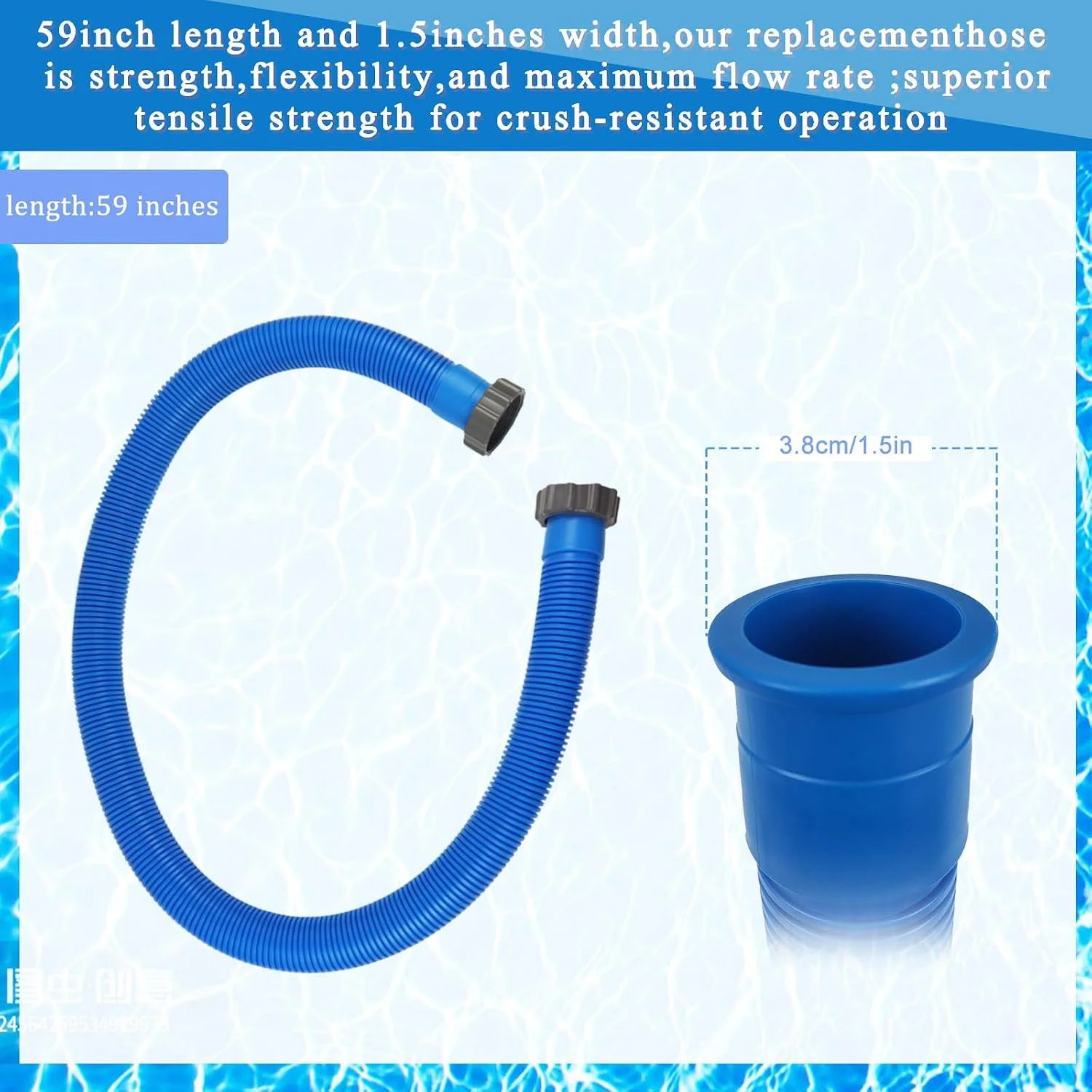 2 Pack 1.5 inch Diameter Pool Pump Replacement Hose for Above Ground Pools, 59 i