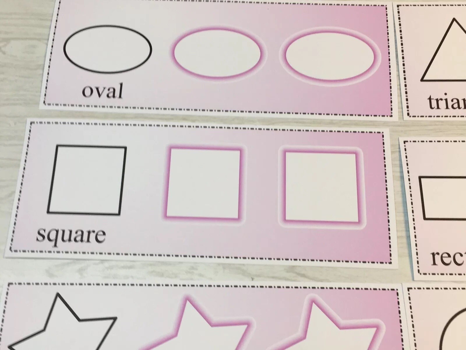 Wipe N Write Shape Trace Cards – Laminated Card – Pre-school- Kindergarten