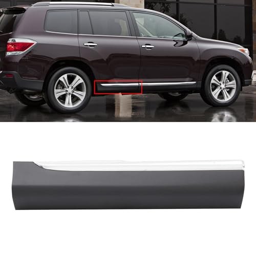 Rear Door Lower Molding Trim Panel with Chrome Trim Fit for Highlander 2011