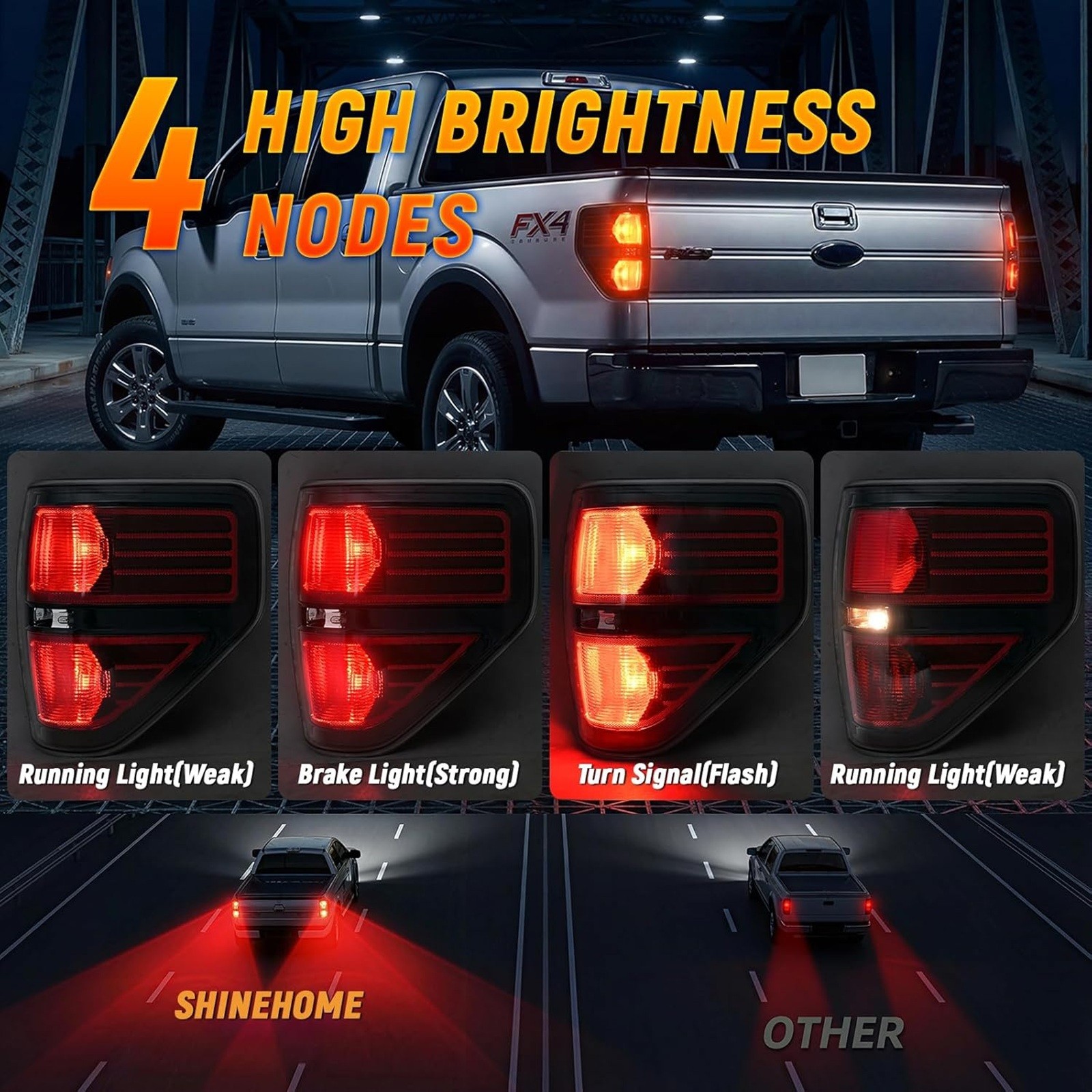Rear Brake Tail Light for 2009 2010 2011 2012 2013 2014 Ford F150 Taillights