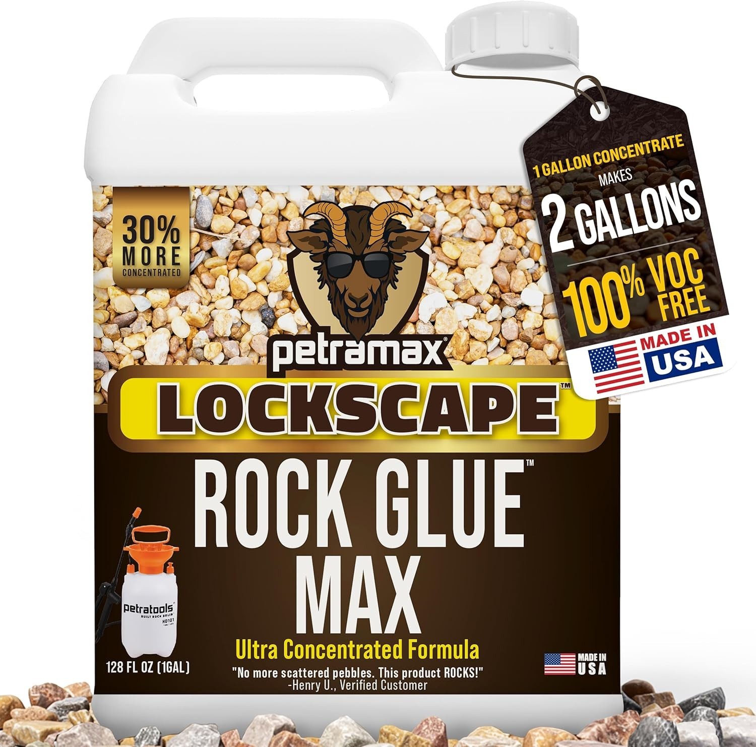 Max Rock Glue for Landscaping, 1 Gallon – Wide Coverage & Pet Safe Mulch Glue…