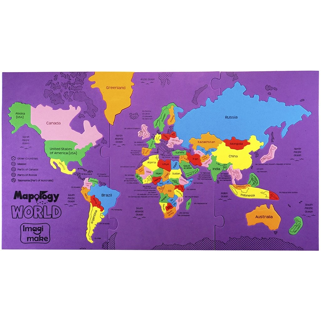 Imagimake Mapology World Map Puzzle | 65 pieces, 57 cm x 33 cm, Multicolor