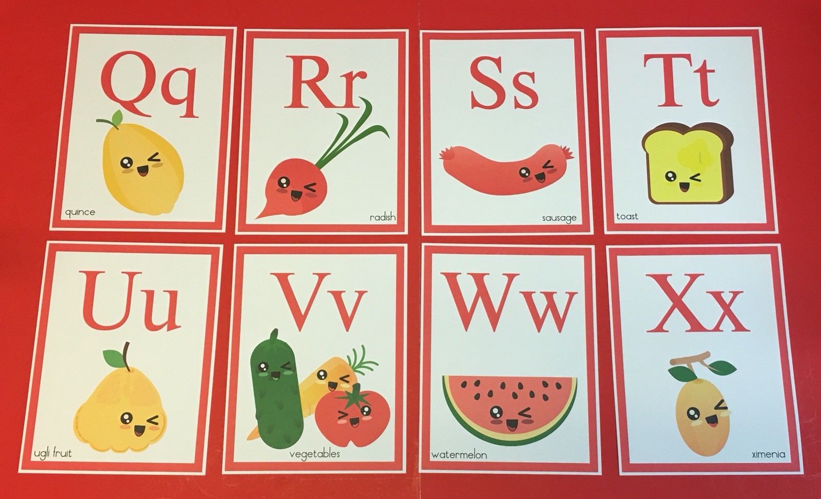 26 Letters – The Alphabets of Foods Cute Classroom Decor Posters 8.5 x11