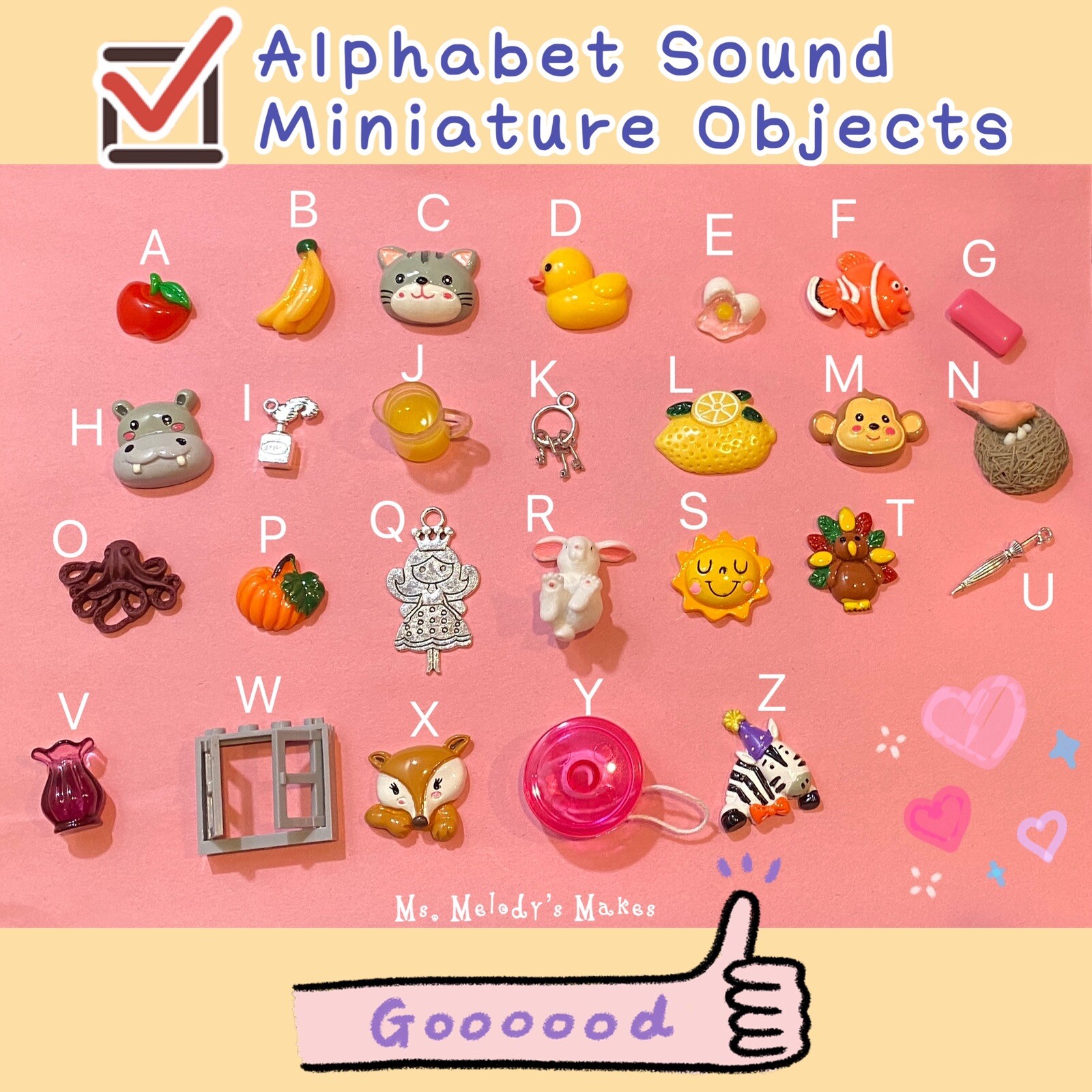 Set1 Beginning Alphabet Initial Letter Sound Phonics Montessori Mini Objects SLP