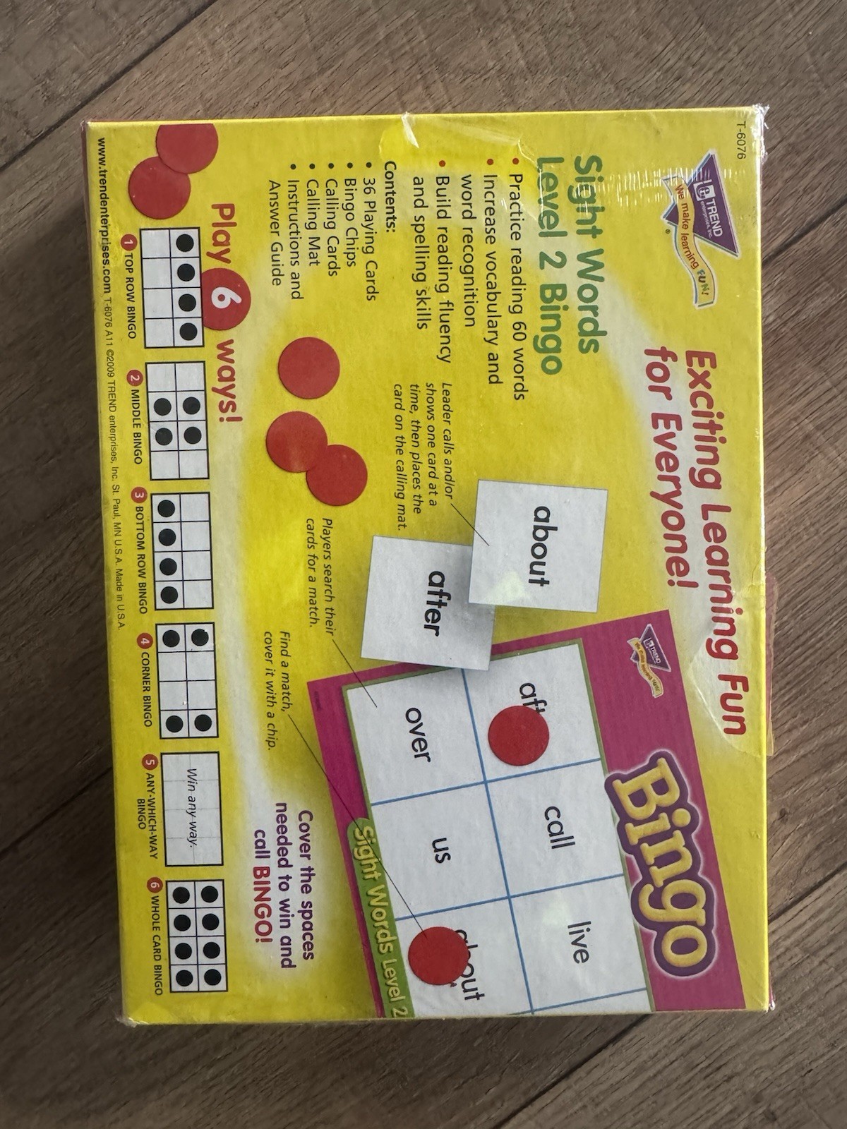 Trend Enterprises Sight Words Level 2 Bingo Game Practice Reading Play 6 Ways