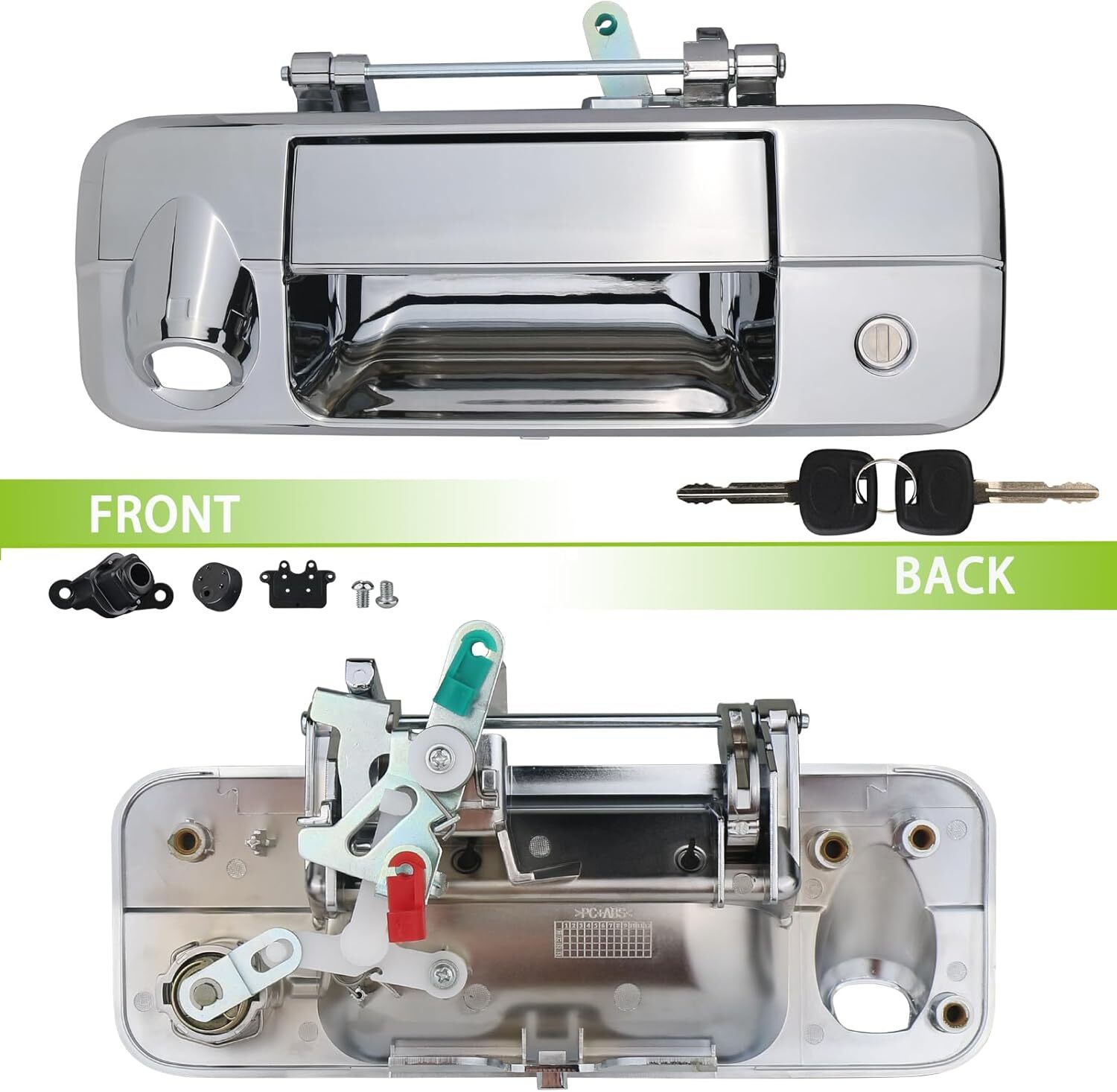 Chrome Tailgate Handle with Rear Camera Hole Liftgate Latch Handle with Key Lock