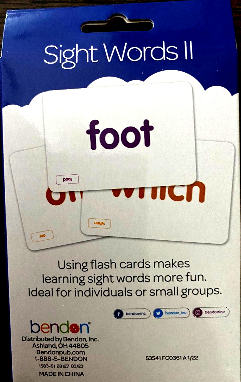 Sight Words 1 & 2 Bendon English 36 Card Pack Flash Cards Set of 2 NEW!