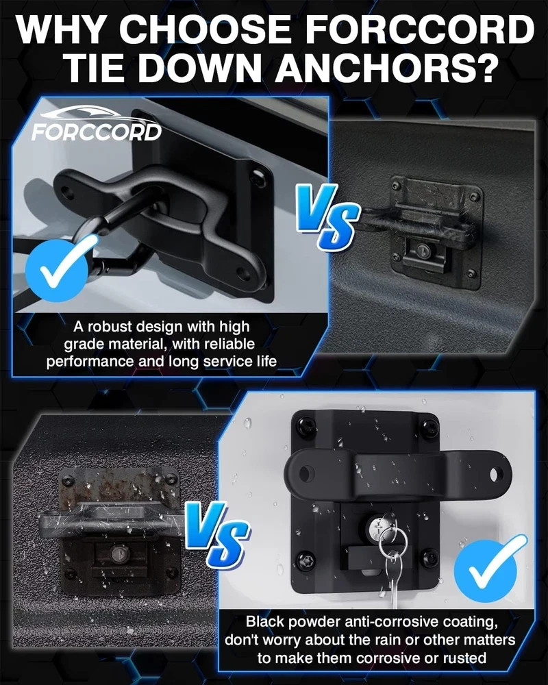 Tie Down Anchors Fit for Ford F150 F250 F350 & Raptor 2026 2025-2015 (Include